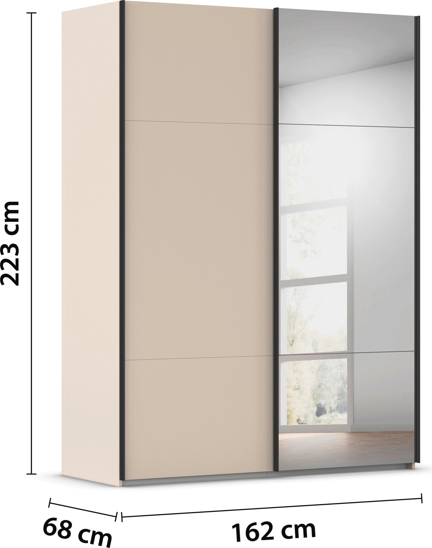 rauch Schwebetürenschrank »Kleiderschrank Schrank Garderobe Schlafzimmerschrank CONTIDO« 3 verschiedene Ausstattungen BASIC/CLASSIC/PREMIUM (inkl. SOFT-CLOSE),  aus hochwertigem Material in 6 Breiten 2 Griff-Farben MADE IN GERMANY