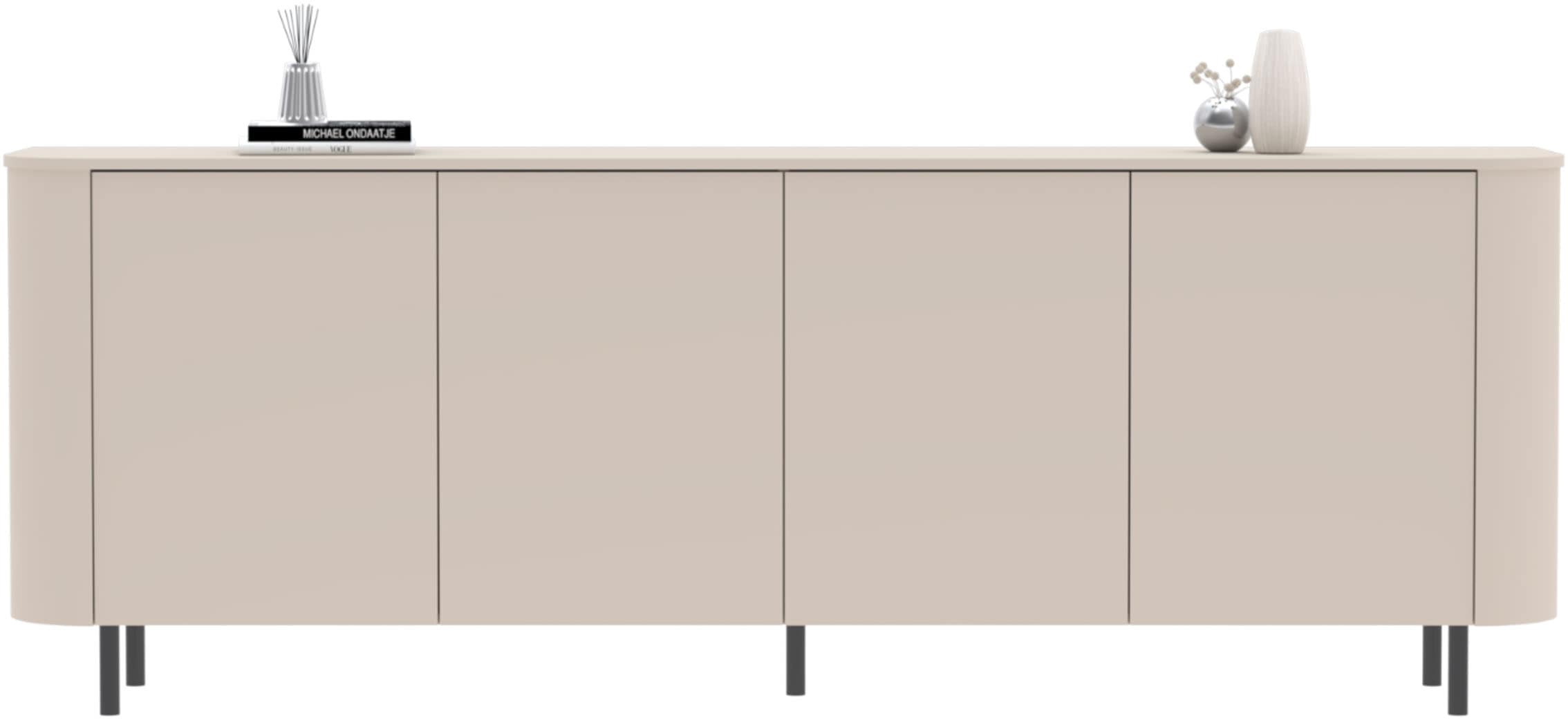 INOSIGN Sideboard »Lido, 231 cm breit, 4 Türen, Anrichte, Kommode, Stauraumschrank« Formgebogenes MDF, Stirnseiten mit Rundung, Push-to-open, Metallfüße