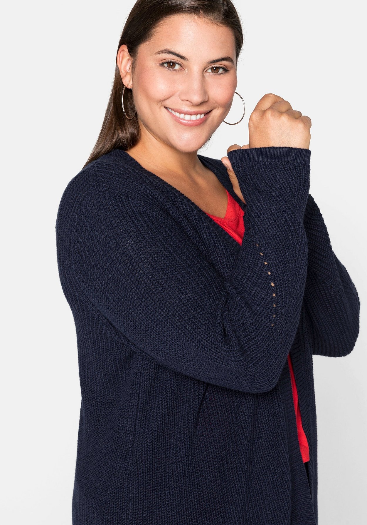 Sheego Longstrickjacke »Cardigan aus Grobstrick, in offener Form«, aus Grobstrick, in offener Form