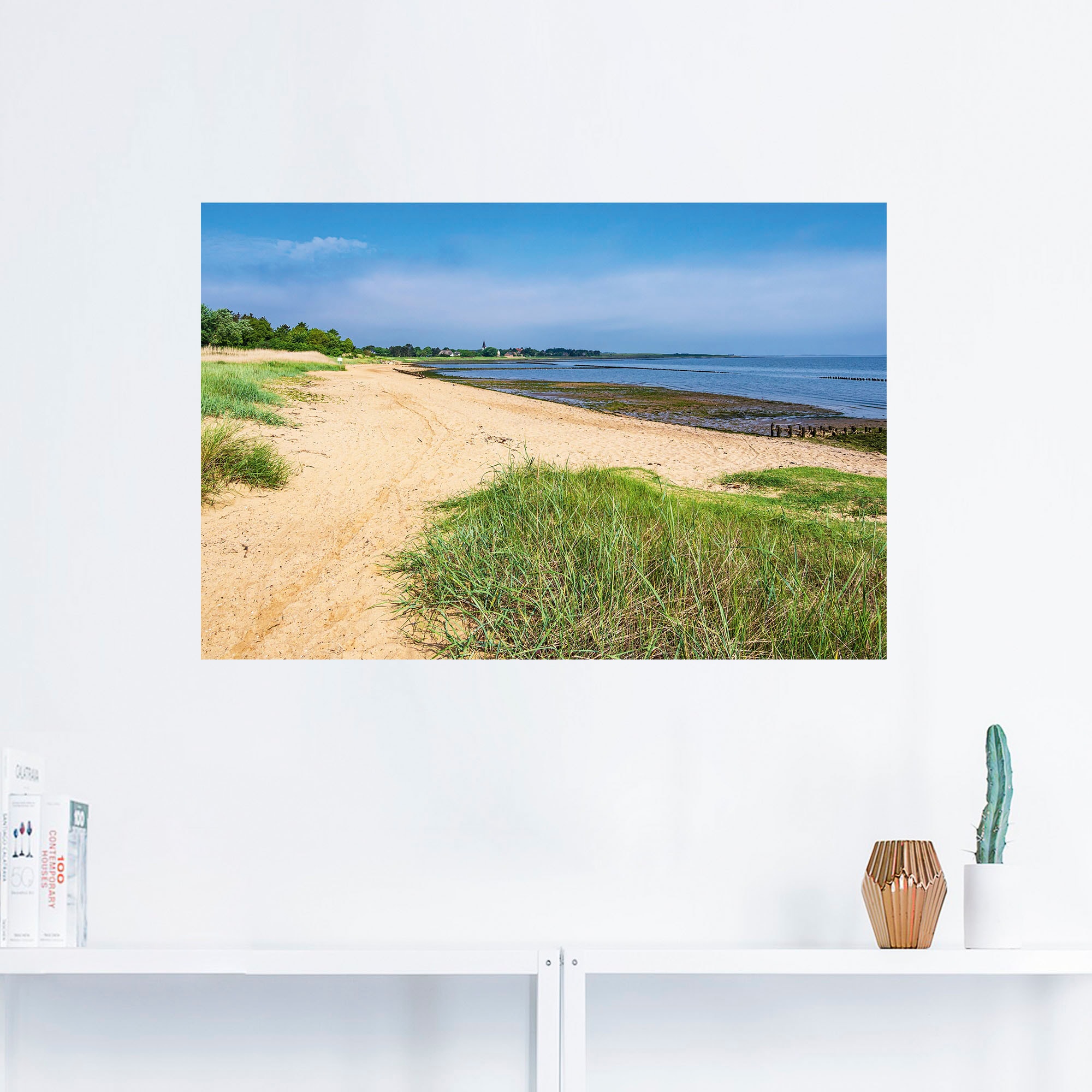 Artland Wandbild »Strand am Wattenmeer in Nebel, Amrum«, Strandbilder, (1 St.), als Alubild, Leinwandbild, Wandaufkleber oder Poster in versch. Größen