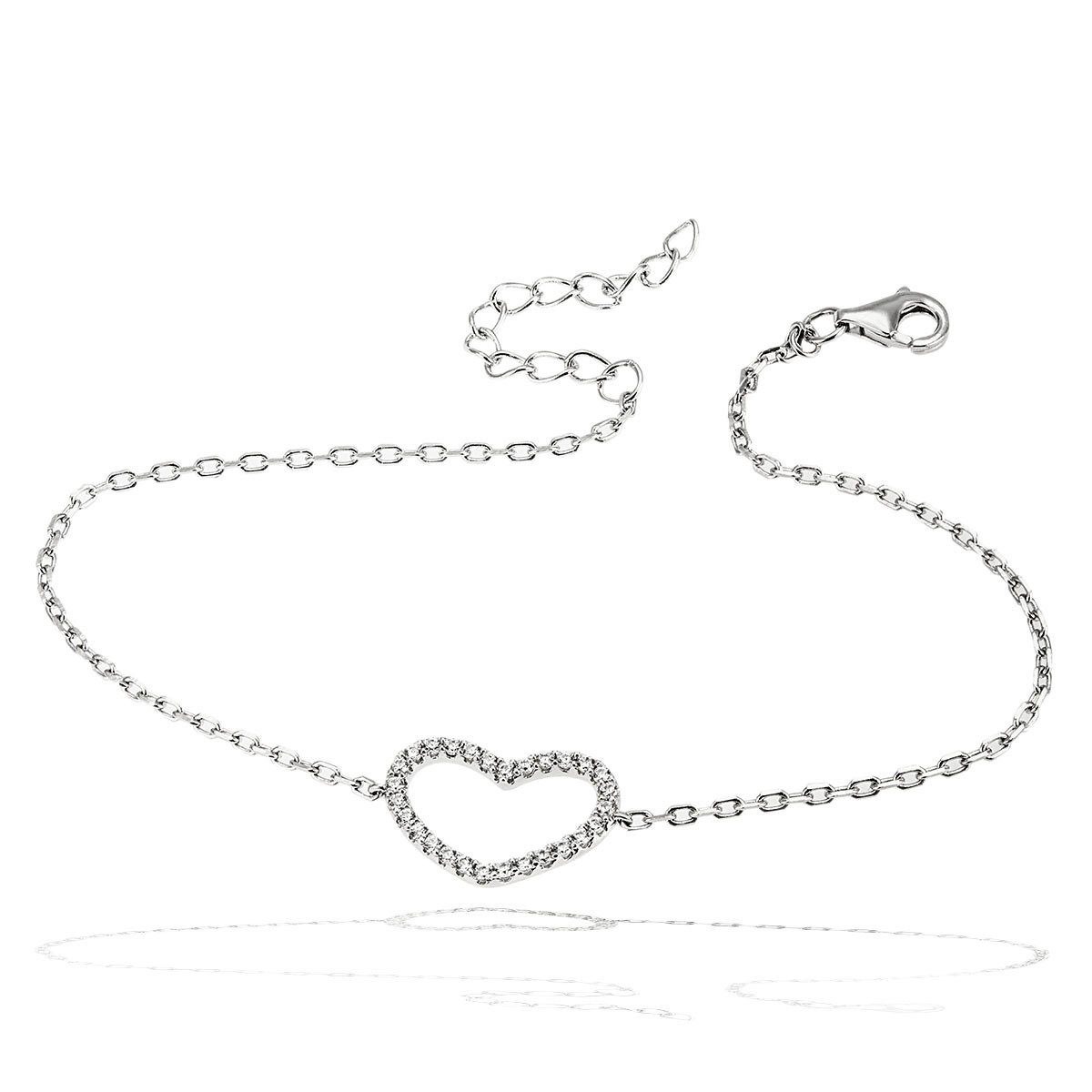 goldmaid Armband, 925/- Silber Herz mit weißen Zirkonia