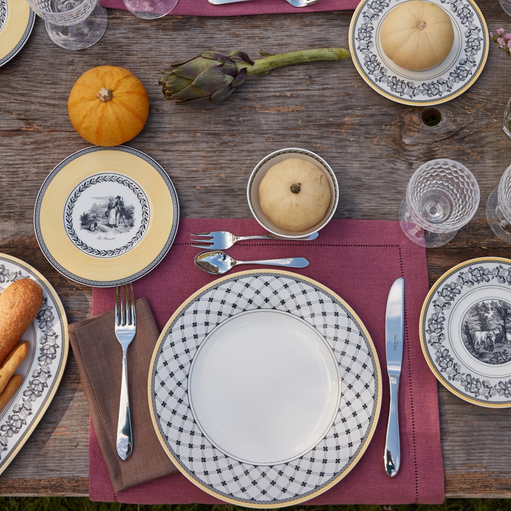 Villeroy & Boch Brotteller »Brotteller Audun Ferme ø 16 cm weiß-grau-gelb«