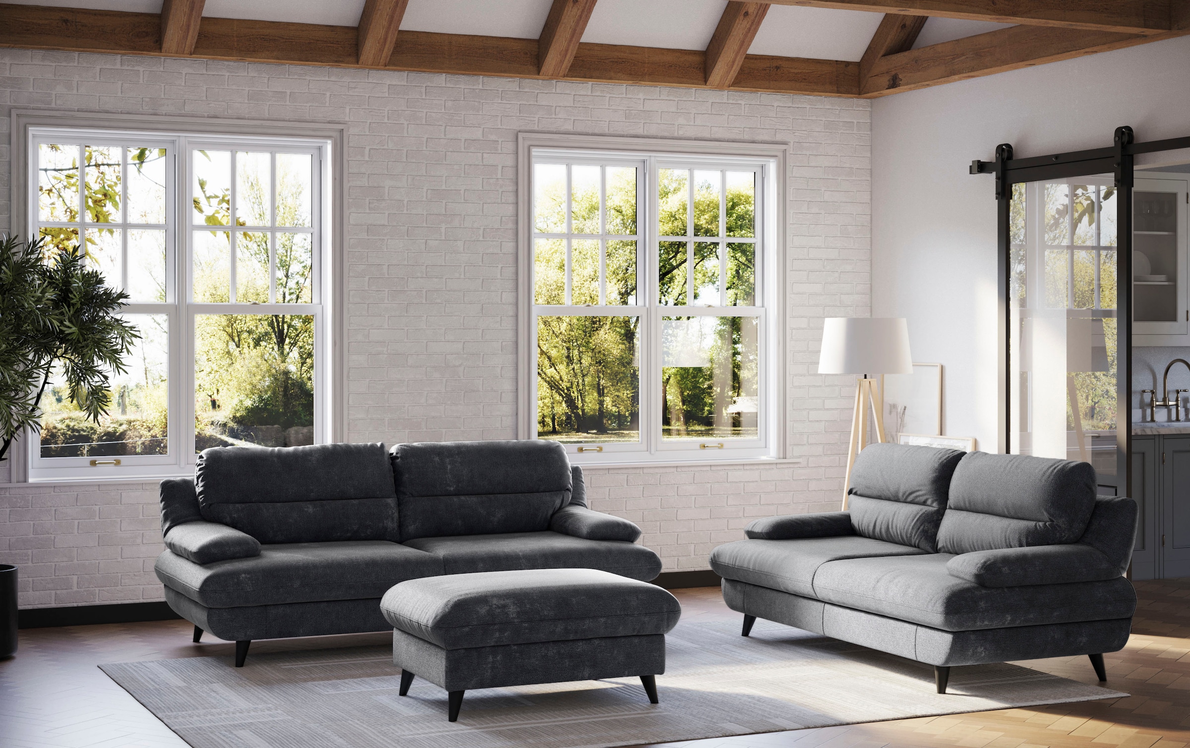 COTTA 3-Sitzer »Pike, B: 218 cm« mit Metallfüße, wahlweise auch in Echtleder