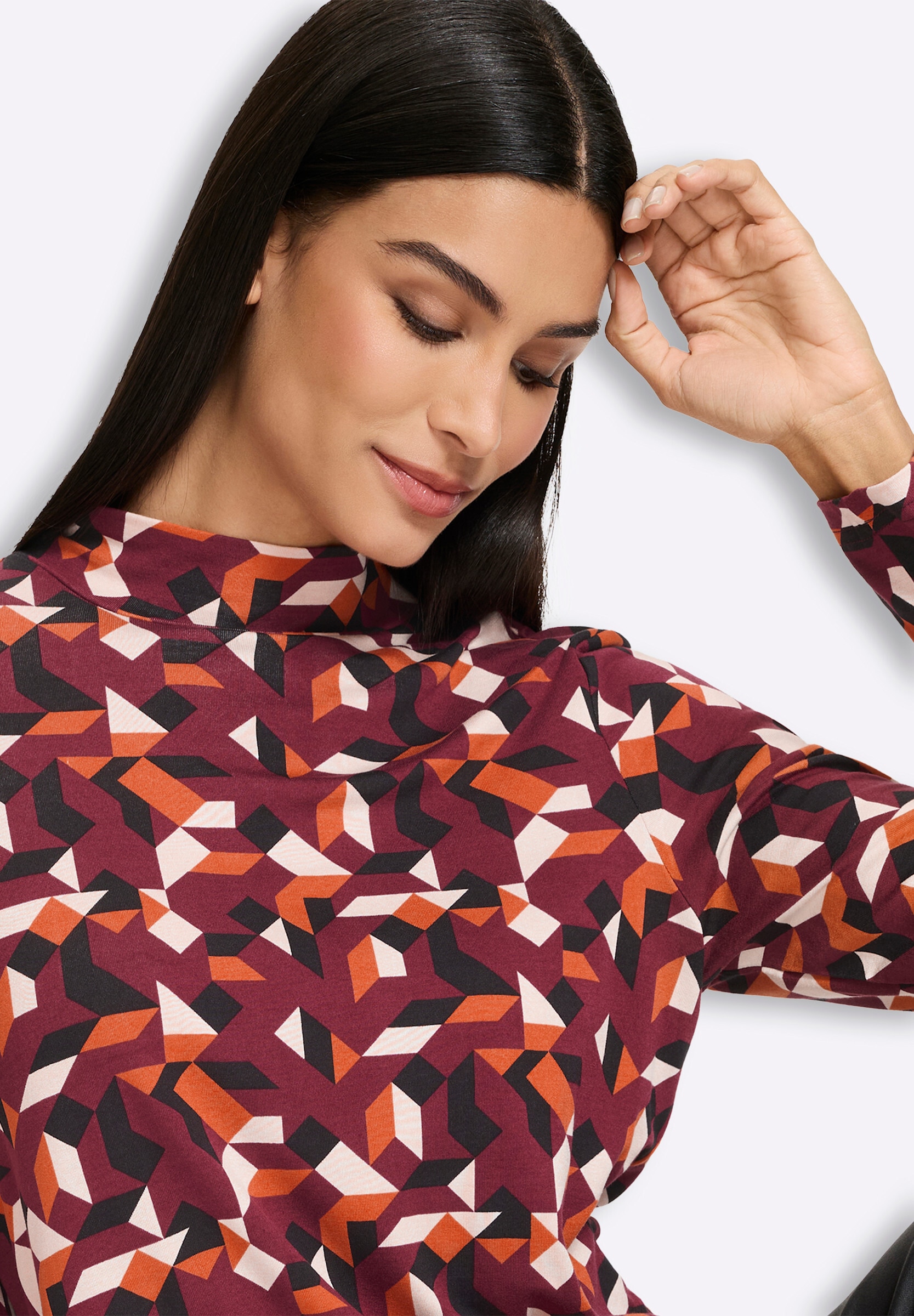 heine T-Shirt »Stehkragen-Shirt Stehkragenshirt mit Grafik-Print«