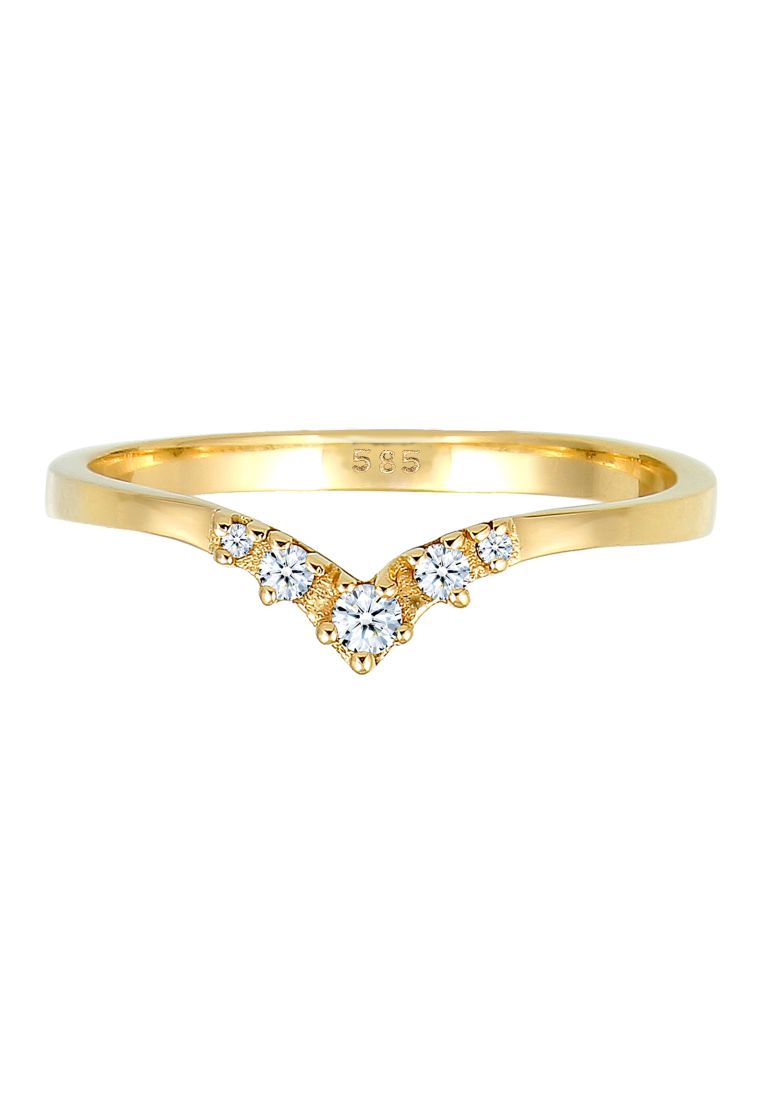 Elli DIAMONDS Trauring »Ring V-Form Diamant (0.07 ct) 585 Gelbgold«