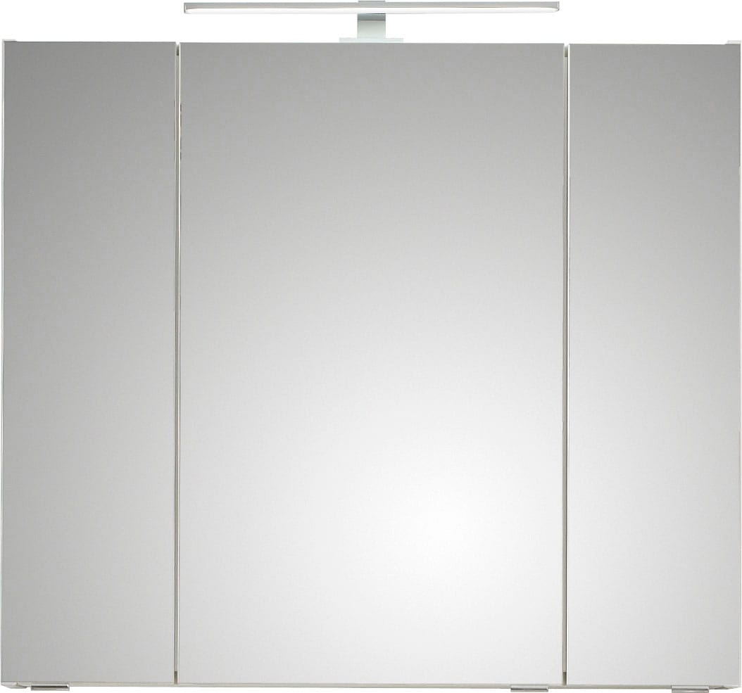 Saphir Badmöbel-Set »Quickset 5-teilig, Keramik-Waschtisch und LED-Spiegelschrank«, (6 St.), Midischrank, Unterschrank, Hängeschrank, inkl. Türdämpfer, 7 Türen