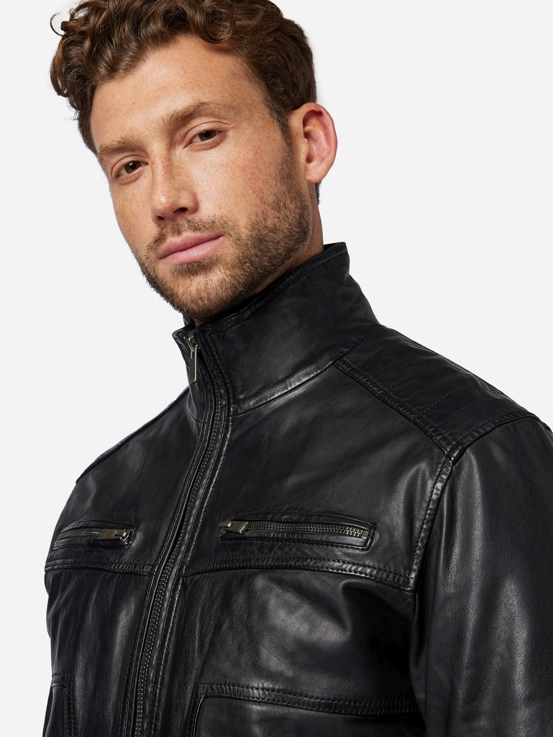 RICANO Bikerjacke »Lederjacke Albert« ohne Kapuze Handgefertigt aus echtem Leder