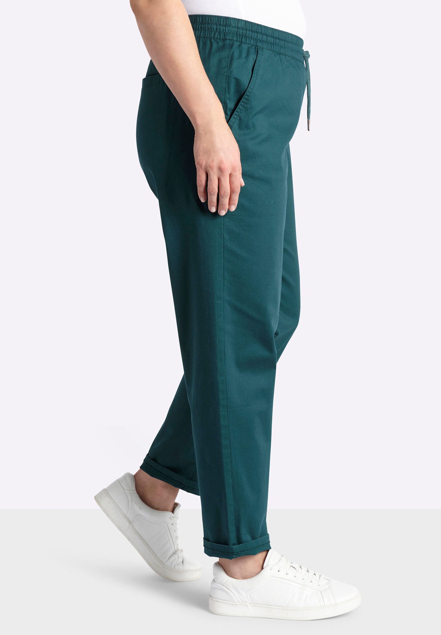 Sheego Chinohose »Chinohose Chinohose mit Gummibund und Bindeband«