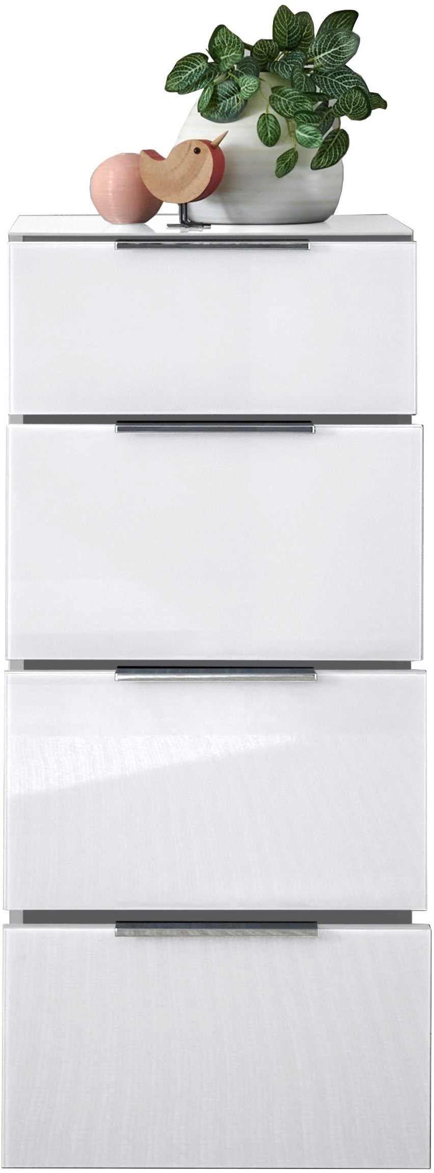 HBZ Kommode »Santorin Mehrzweckschrank mit Schubkästen, BxHxT 45x99x40 cm« 1 Stk. tlg. Mit 4 Schubkästen mit Softclose, Glasfront und Glasoberboden
