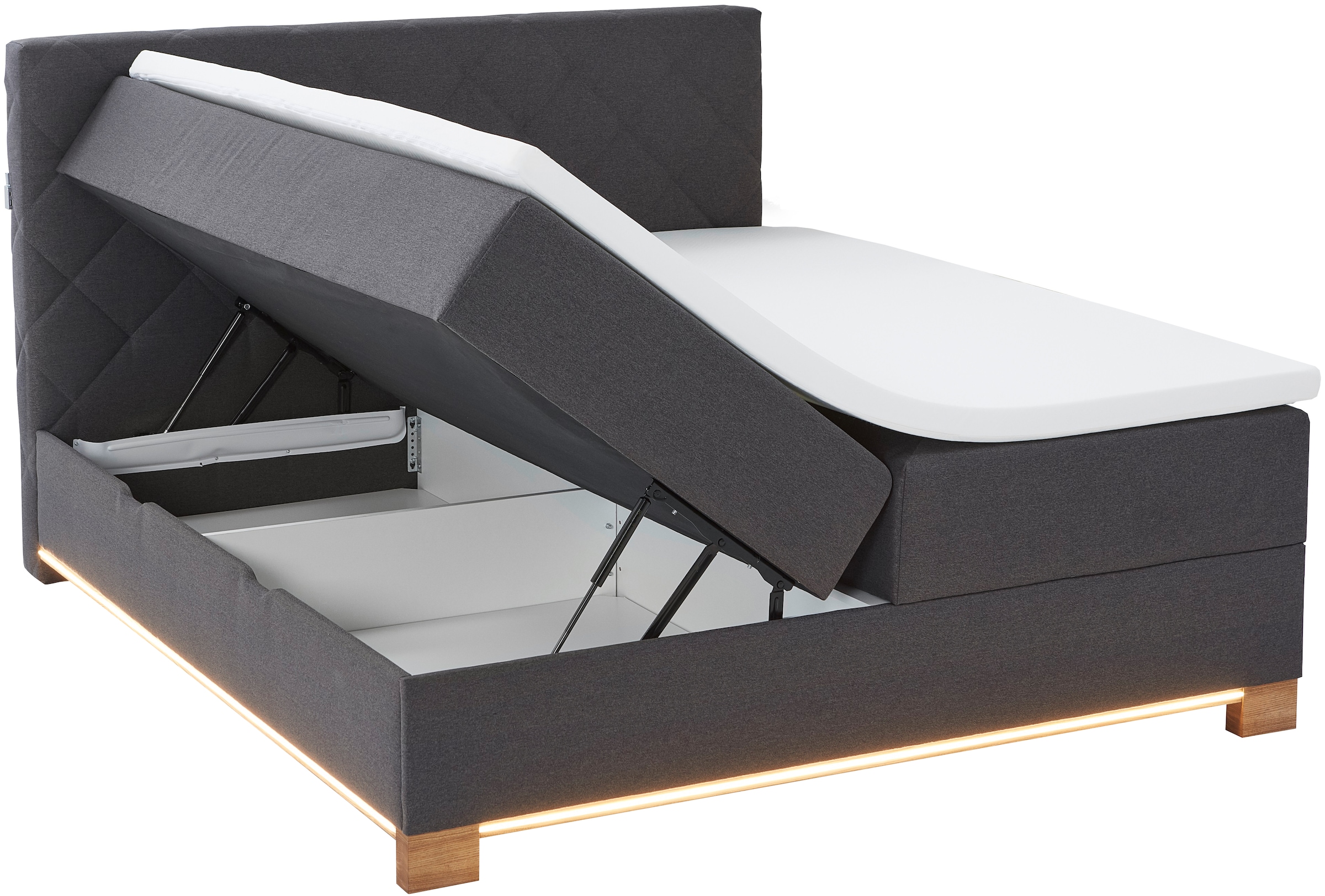 meise.möbel Boxspringbett »Messina«, inkl. Bettkasten, LED-Beleuchtung und Topper