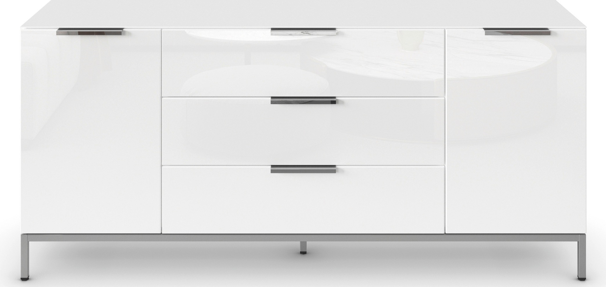rauch Kombikommode »Kommode Türkommode Sideboard Kombikommode FLIPP mit Glasfront« Breite 160 cm mit 2 Einlegeböden,  2-türig, 3 Schubladen, Soft-Close-Funktion, Oberboden und Front Glas