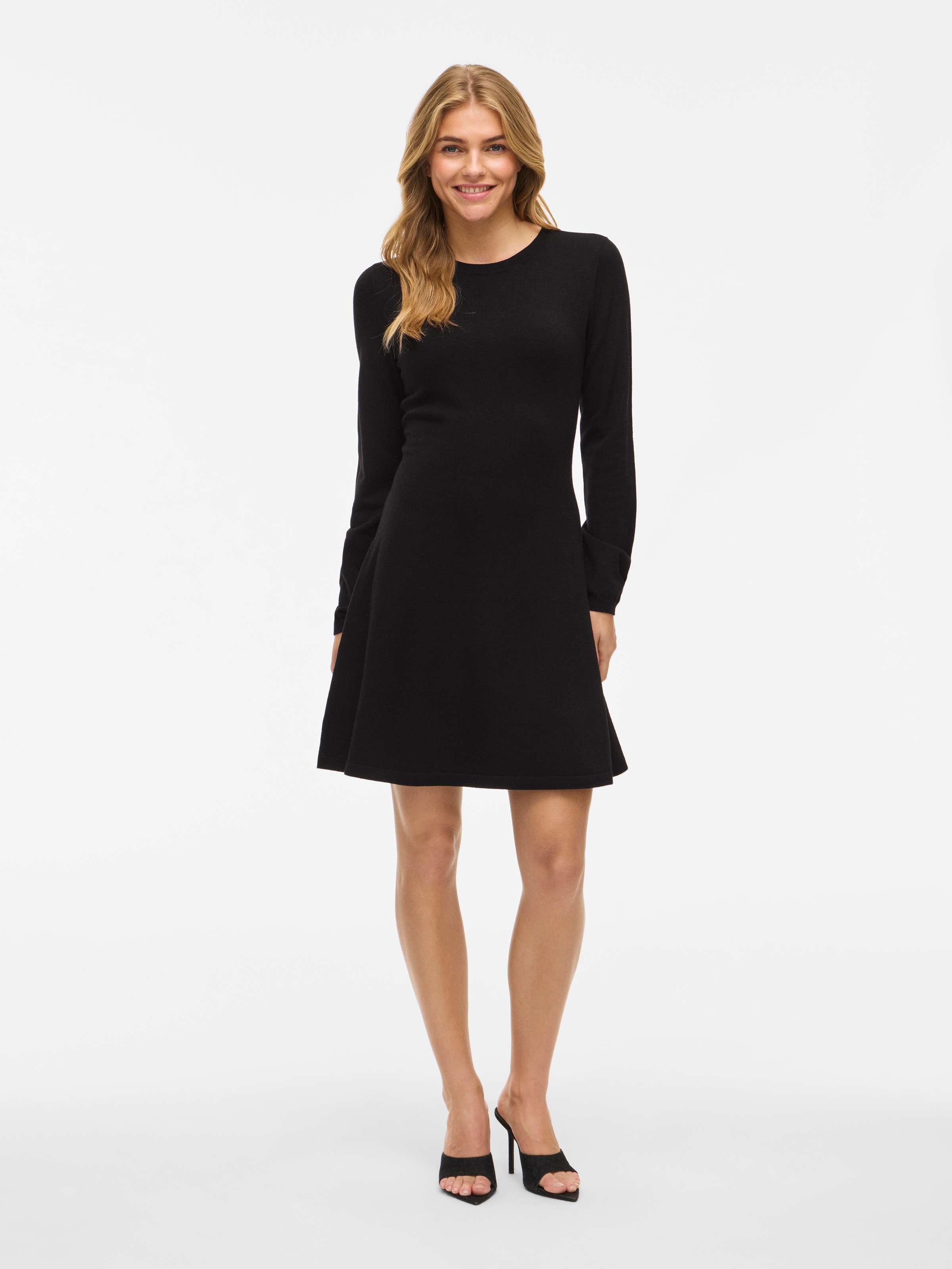 Vila Strickkleid »VICOMFY A-LINE O-NECK KNIT DRESS - NOOS« Materialmix, normal geschnitten