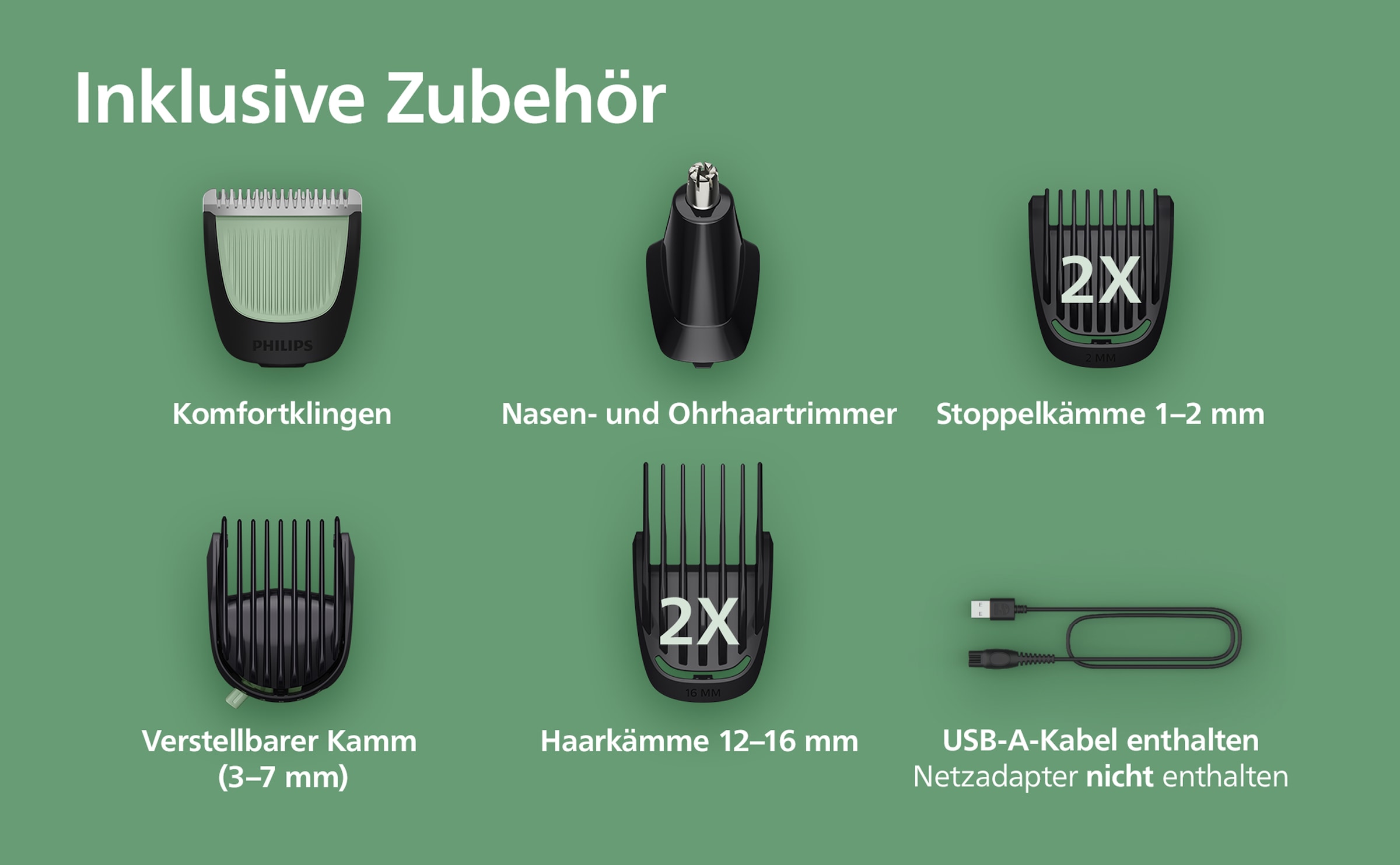 Philips Multifunktionstrimmer »Series 3000 MG3945/15«, 9 Aufsätze, 9-in-1-Trimmer für Gesicht, Körper und Kopfhaare