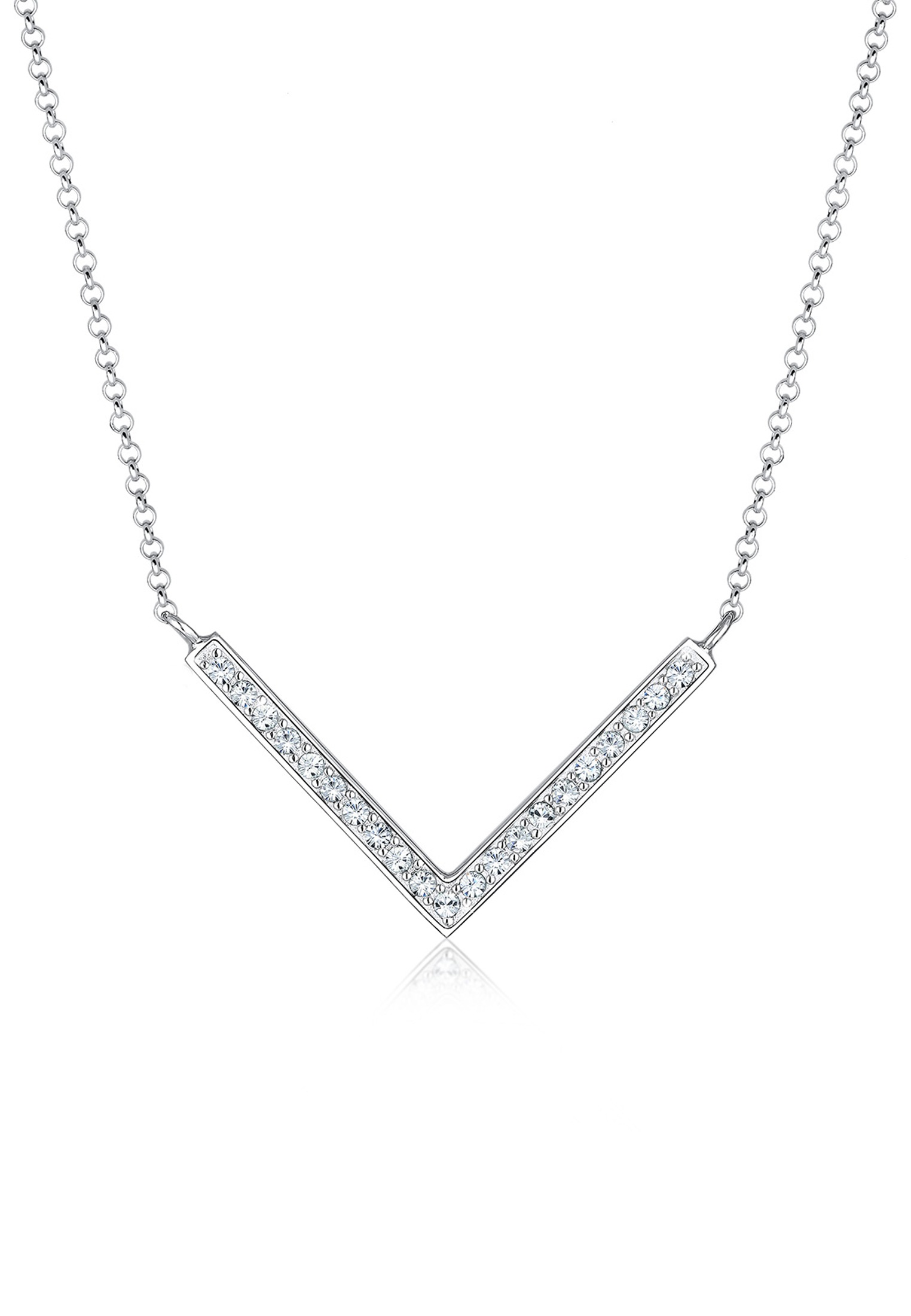 Elli Silberkette »Halskette V-Kette Kristalle 925 Silber«