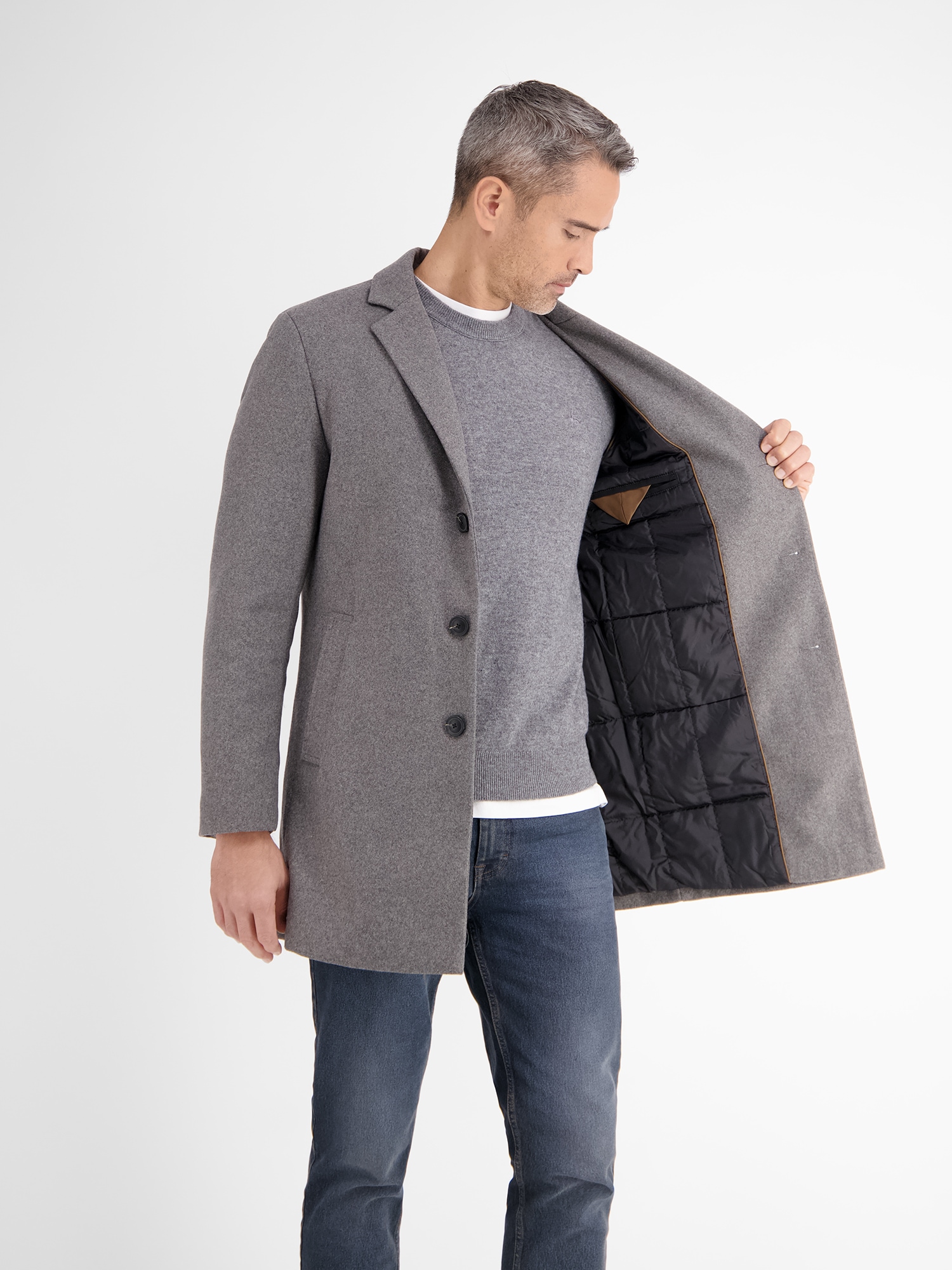 LERROS Langjacke »LERROS Eleganter Mantel mit Reverskragen und Wollanteil«, ohne Kapuze, Keine Angabe