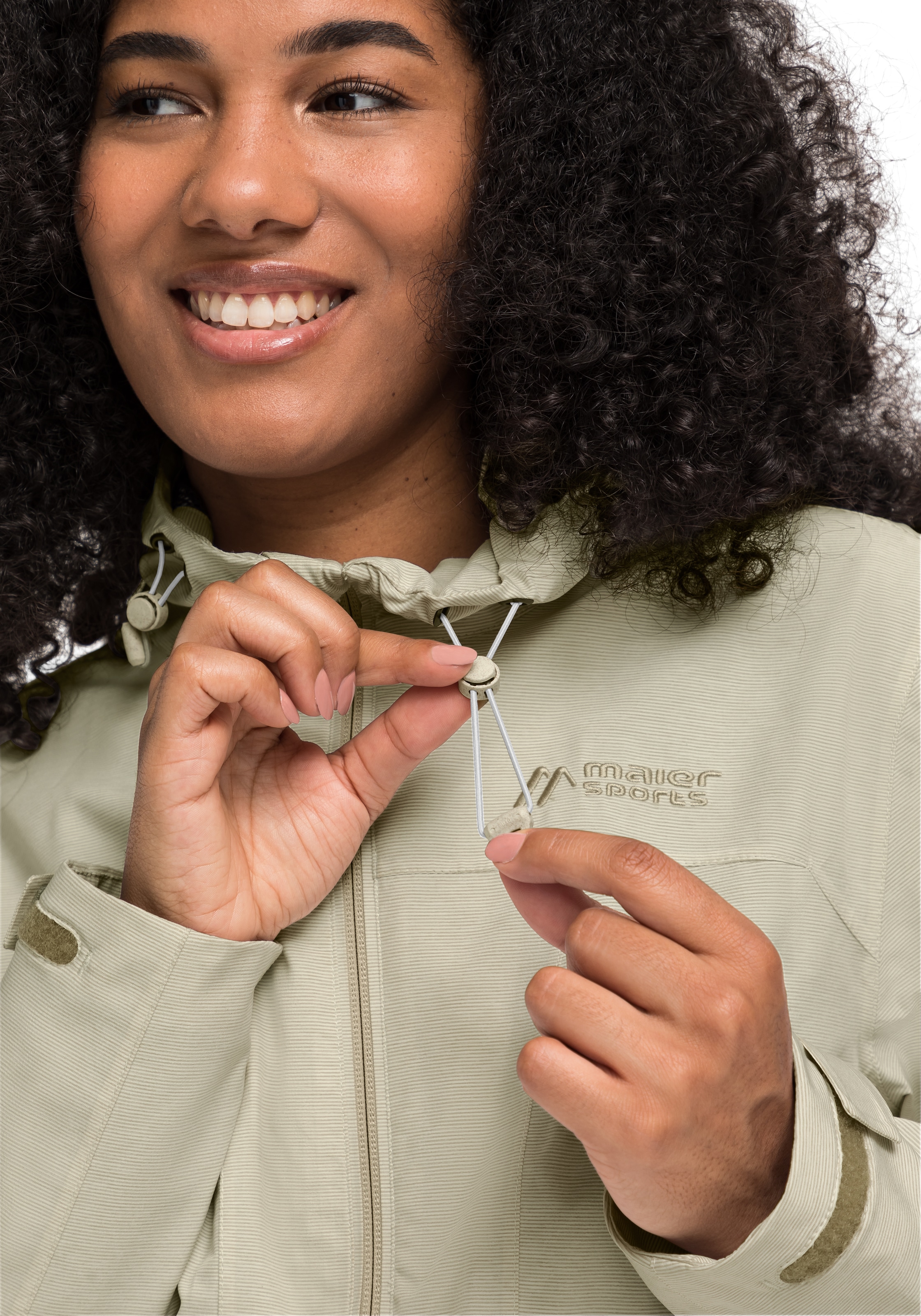 Maier Sports Outdoorjacke »Echaz Coat W«, lange Damen Wanderjacke mit Kapuze, wasserdichter Mantel