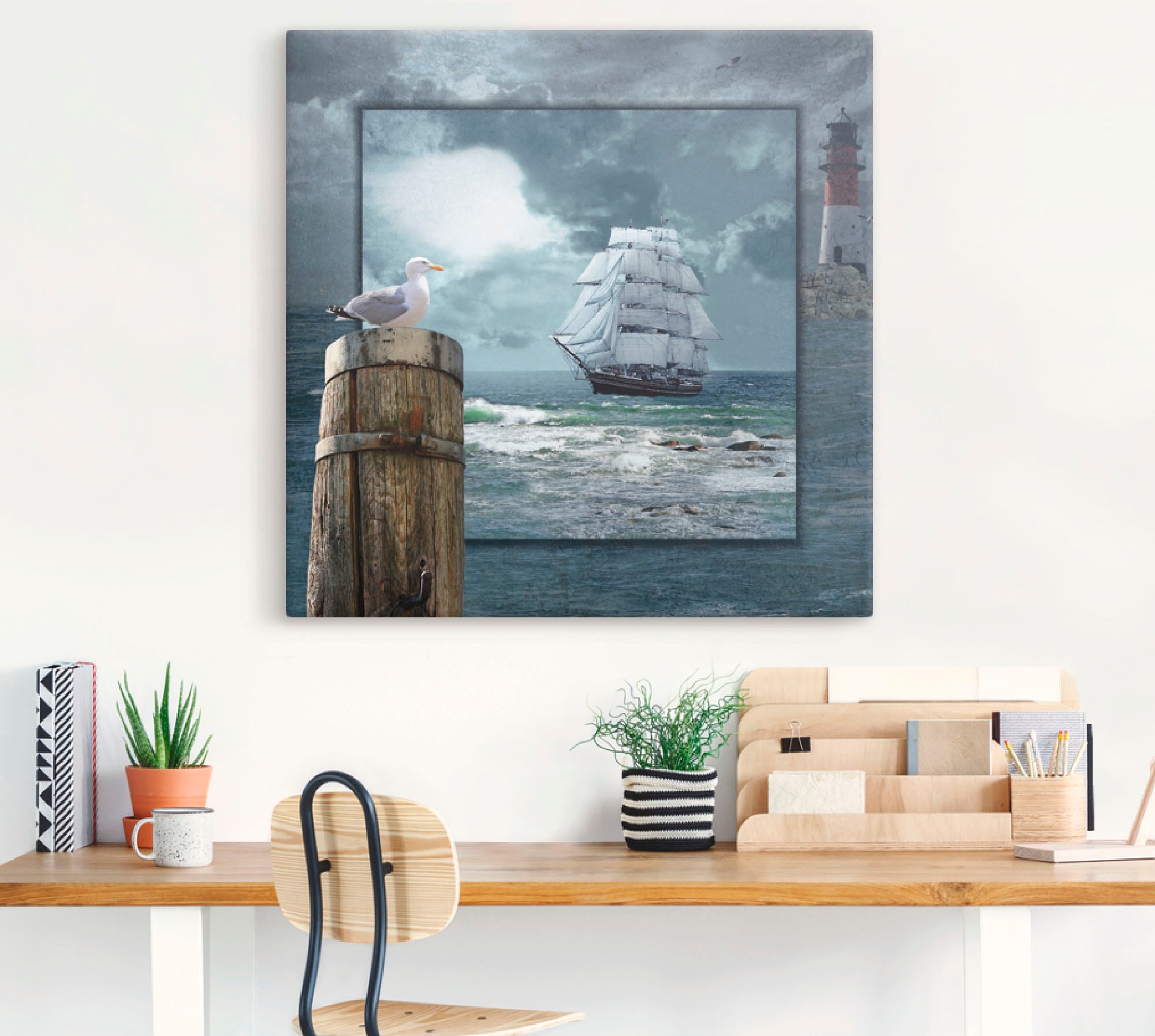 Artland Wandbild »Maritime Collage mit Segelschiff«, Boote & Schiffe, (1  St.), als Leinwandbild, Poster, Wandaufkleber in verschied. Größen kaufen  online bei OTTO