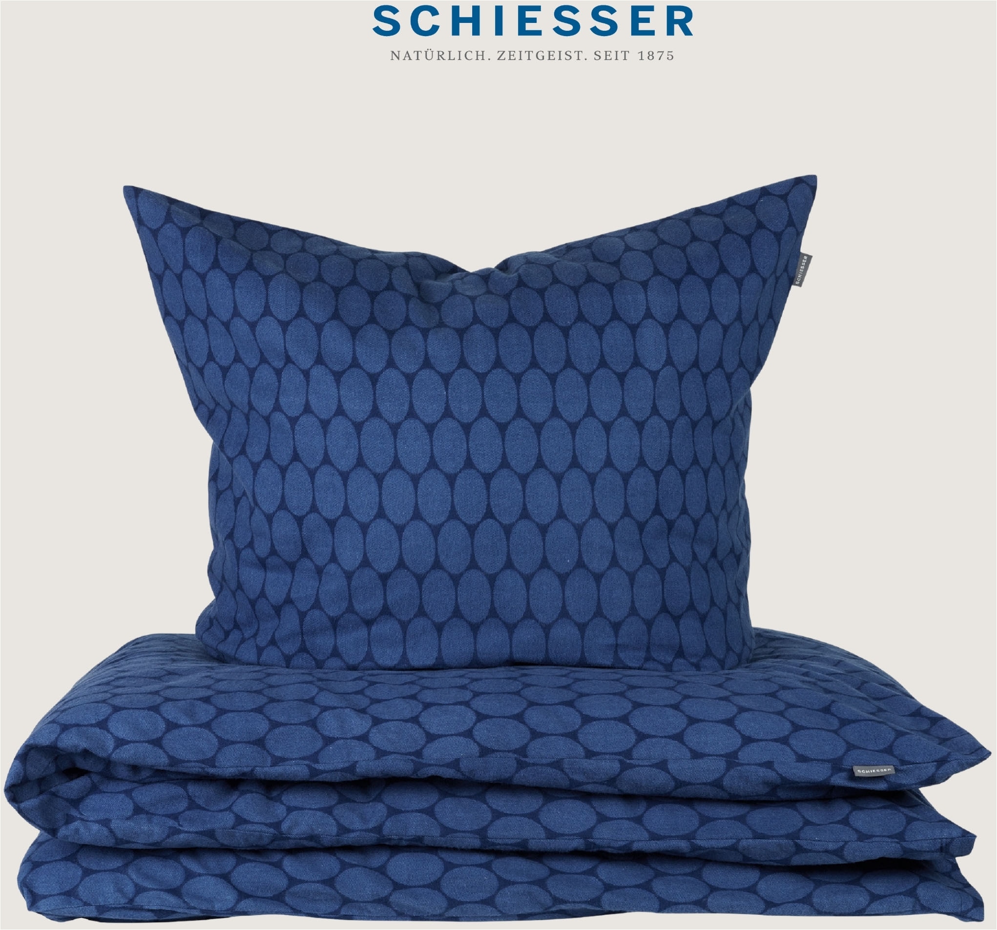 Schiesser Bettwäsche »Drops aus weichem Baumwollflanell in Ton-in-Ton Optik« 2 Stk. Made in Green