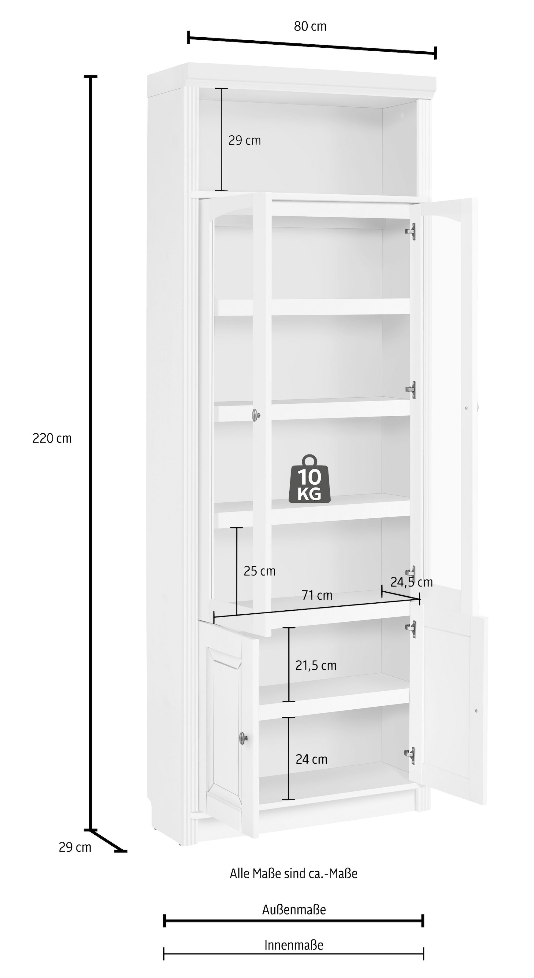 Home affaire Bücherregal »Soeren«, massiver Kiefer, in 2 Höhen, Tiefe 29 cm,  Türen mit Klarglas Einsatz kaufen bei OTTO