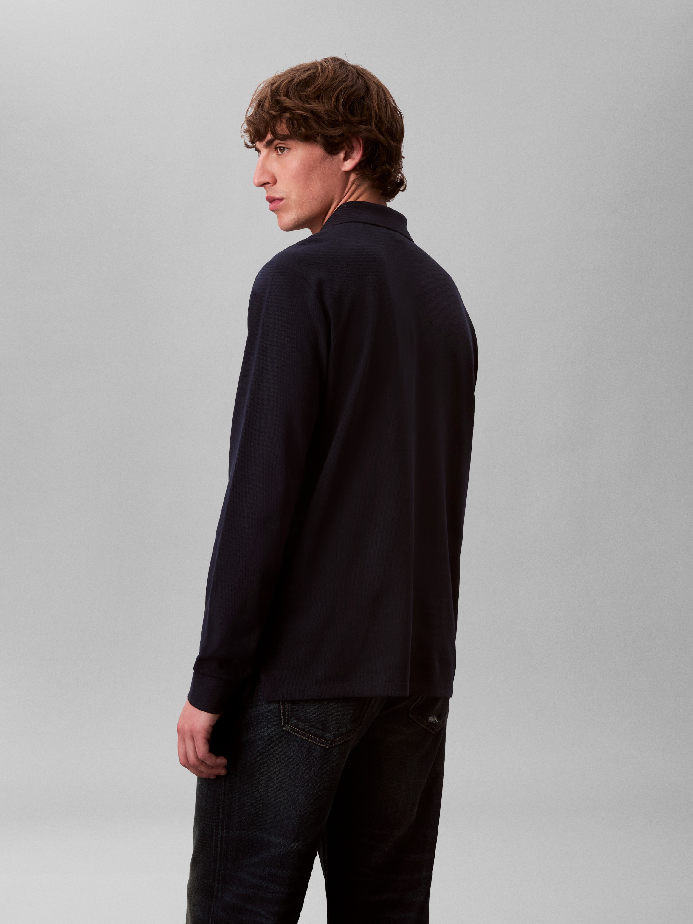 Calvin Klein Jeans Langarm-Poloshirt Regular fit mit Rundhalsausschnitt