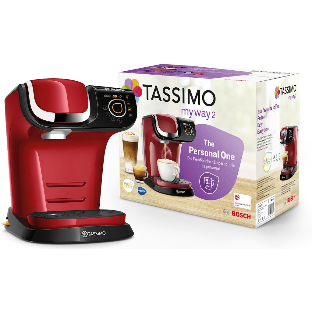 TASSIMO Kapselmaschine »My Way 2 TAS6503, Personalisierung, über 70 Getränke«, mit Wasserfilter, One-Touch Bedienung, Wassertank 1,3 L, rot