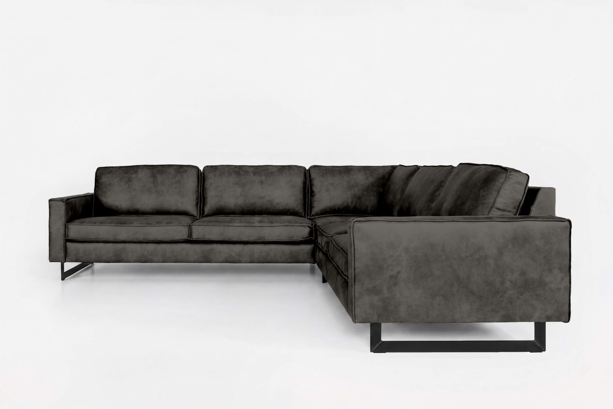 OTTO home Ecksofa »Pinto, XXL, 250/290 cm, langer Schenkel, Ottomane« Cord, Chenille, Lederoptik, mit Keder, Metallfüße, Wellenunterfederung