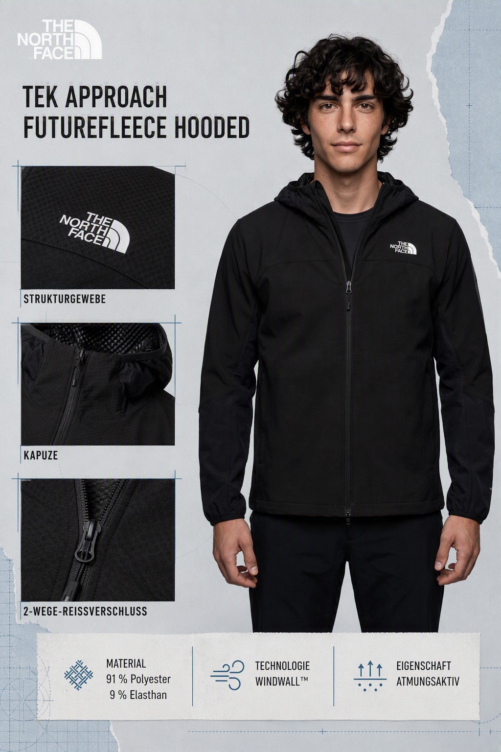 The North Face Softshelljacke atmungsaktives Material, mit WindWall™-Technologie