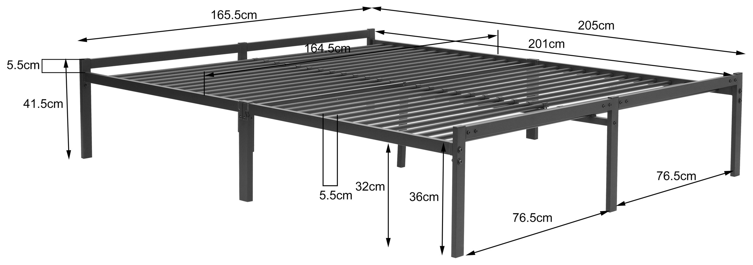 INOSIGN Metallbett »LIST Bett Bettgestell Bettrahmen Einzelbett Doppelbett«, (Stahlbett schwarz in TOP Qualität und 4 Breiten), Bett mit 26 Lattenroste zum Schutz der Matratze Bestseller