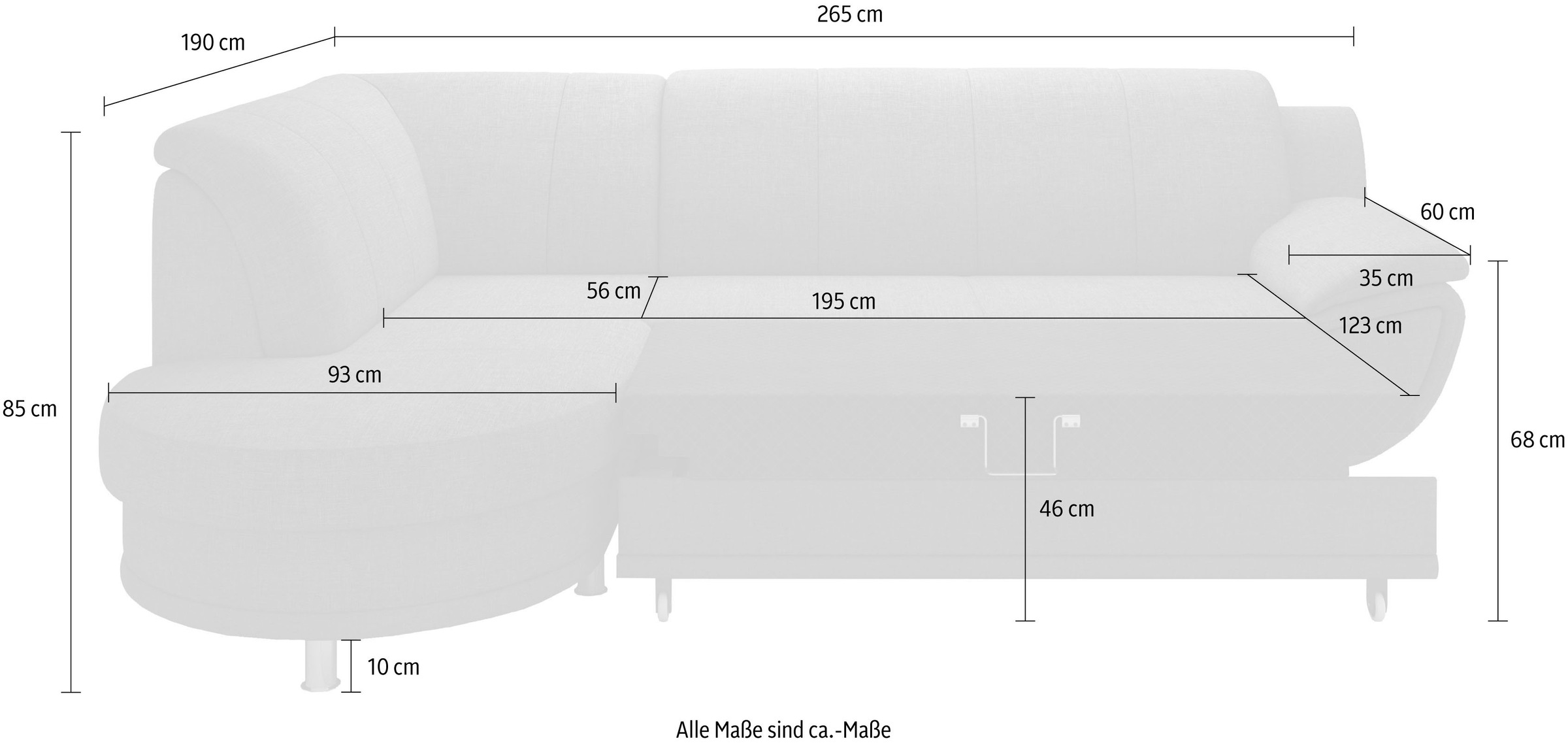 TRENDMANUFAKTUR Ecksofa »Rondo, L-Form«, wahlweise mit Federkern, wahlweise mit Bettfunktion