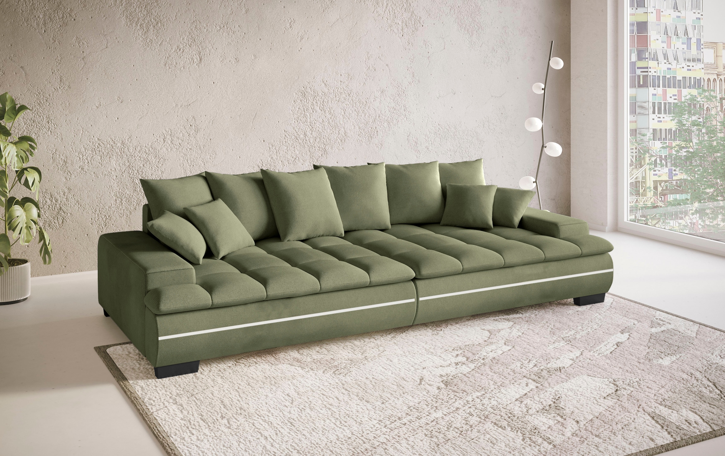 Mr. Couch Big-Sofa »Haiti II RGB-LED«, RGB-LED Beleuchtung, mit Handwerklich gearbeiteter Komfort-Steppung