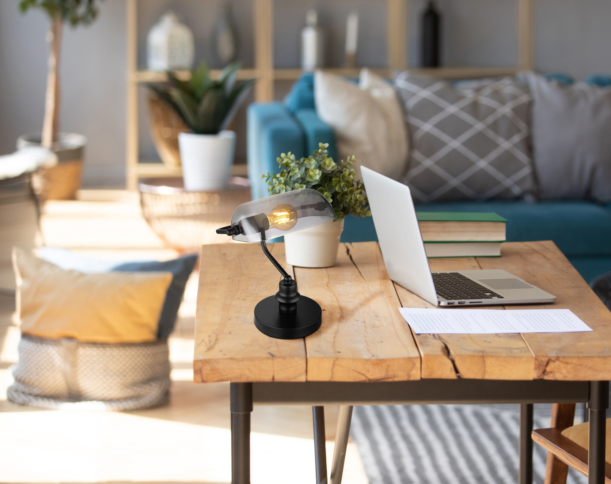 GLOBO LIGHTING Schreibtischlampe »ANTIQUE« E27 1 Stk. Klassische Schreibtischleuchte, Antik-look Tischleuchte, Bankerlamp