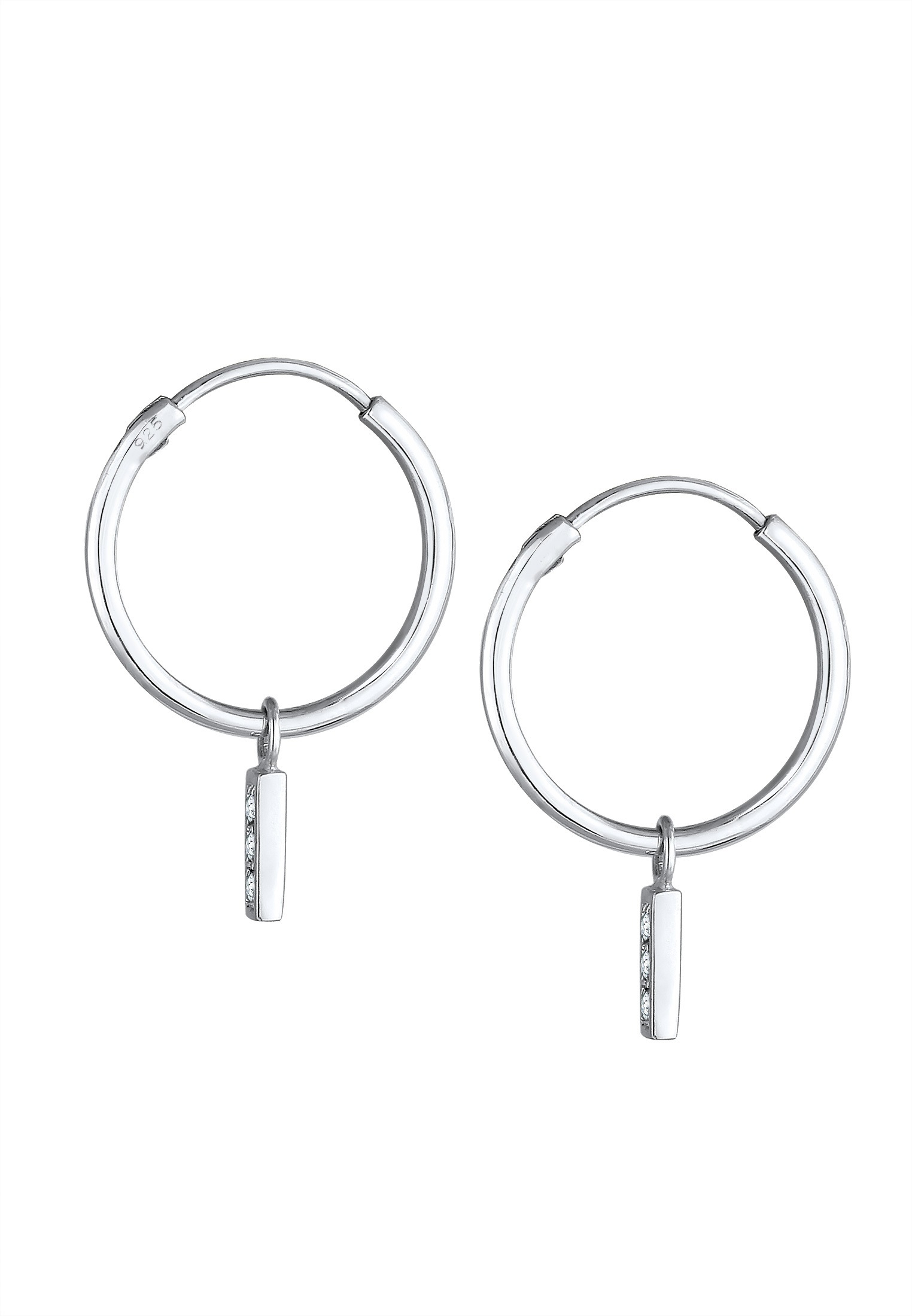 Elli Paar Creolen »Ohrringe Creolen Weiß 925 Sterling Silber, mit Kristallen von Swarovski®«