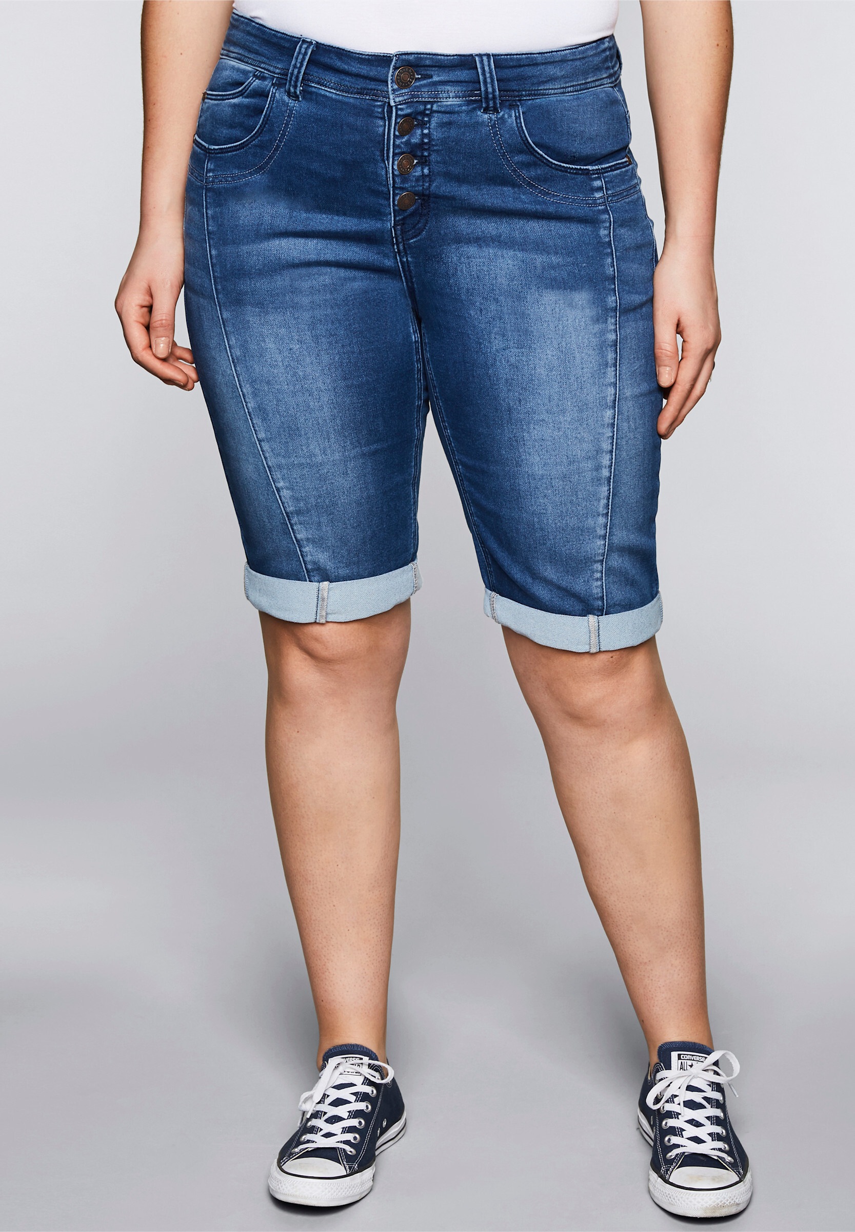Sheego Chinohose »Jeansbermudas Bermudas aus Sweat-Denim«