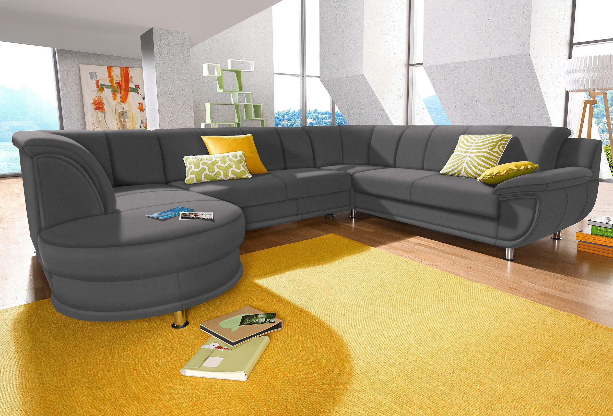 TRENDMANUFAKTUR Wohnlandschaft »Rondo, U-Form« inkl.Federkern, wahlweise mit Bettfunktion