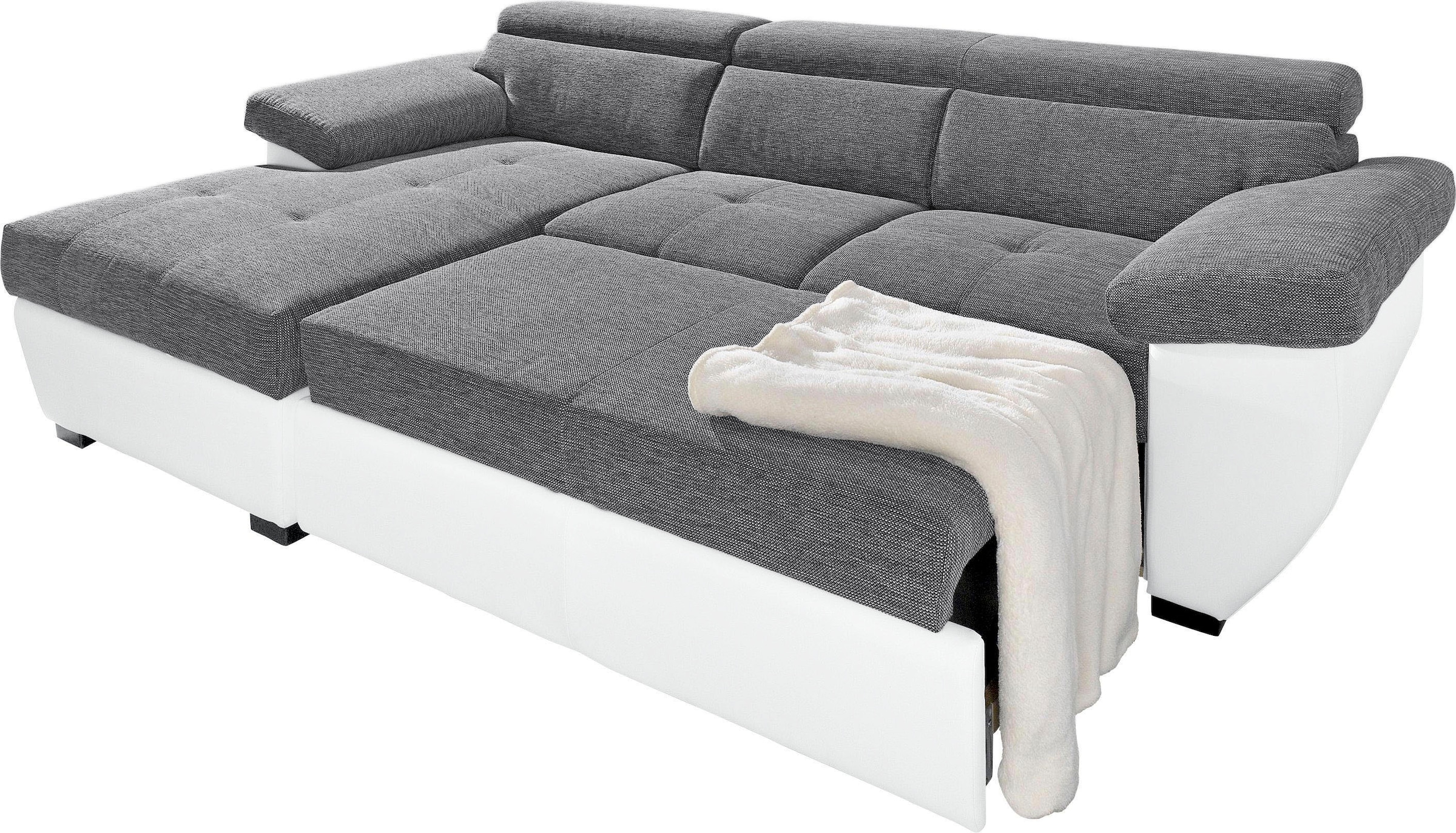 COTTA Polstergarnitur »Speedway L-Form«, (Set), Set bestehend aus: Ecksofa mit Kopfteilverstellung & Hocker