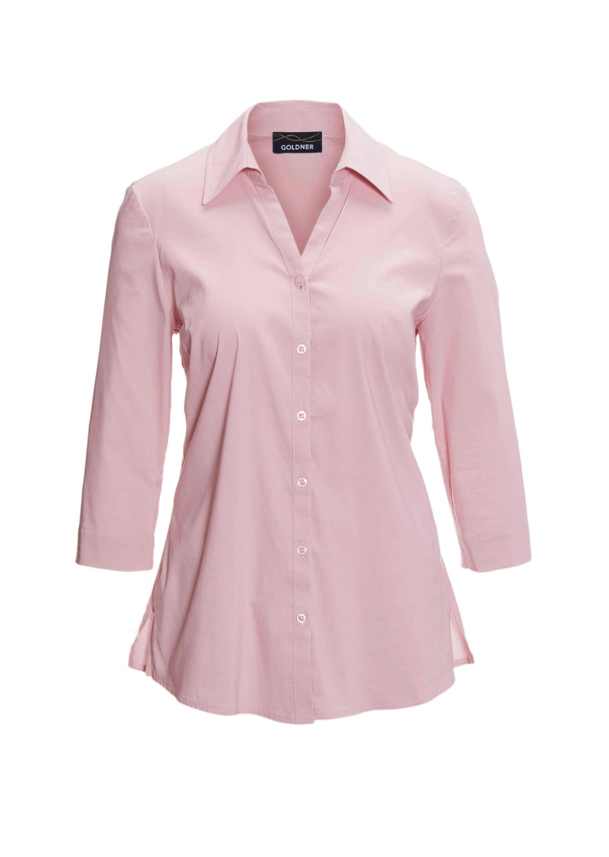 GOLDNER Hemdbluse »Kurzgröße Stretchbequeme Bluse mit Baumwolle« Bequemer 3/4-Ärmel mit Blende und Schlitz