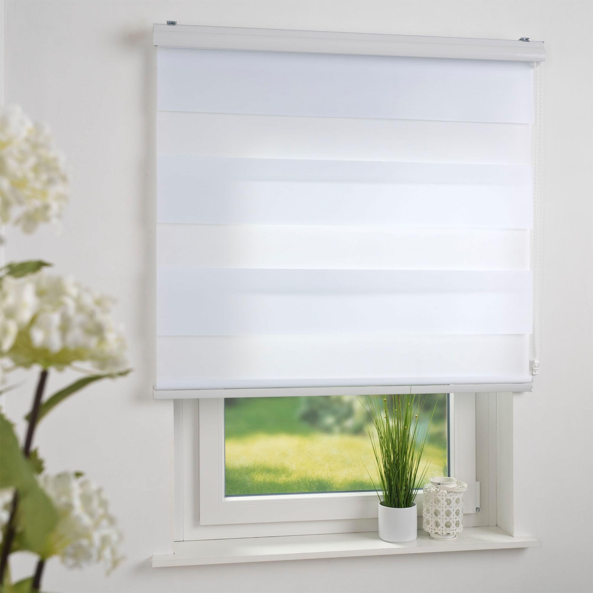 Liedeco Doppelrollo »DUO-Rollo mit 20 cm Streifen«, Lichtschutz, mit Bohren, im Fixmaß