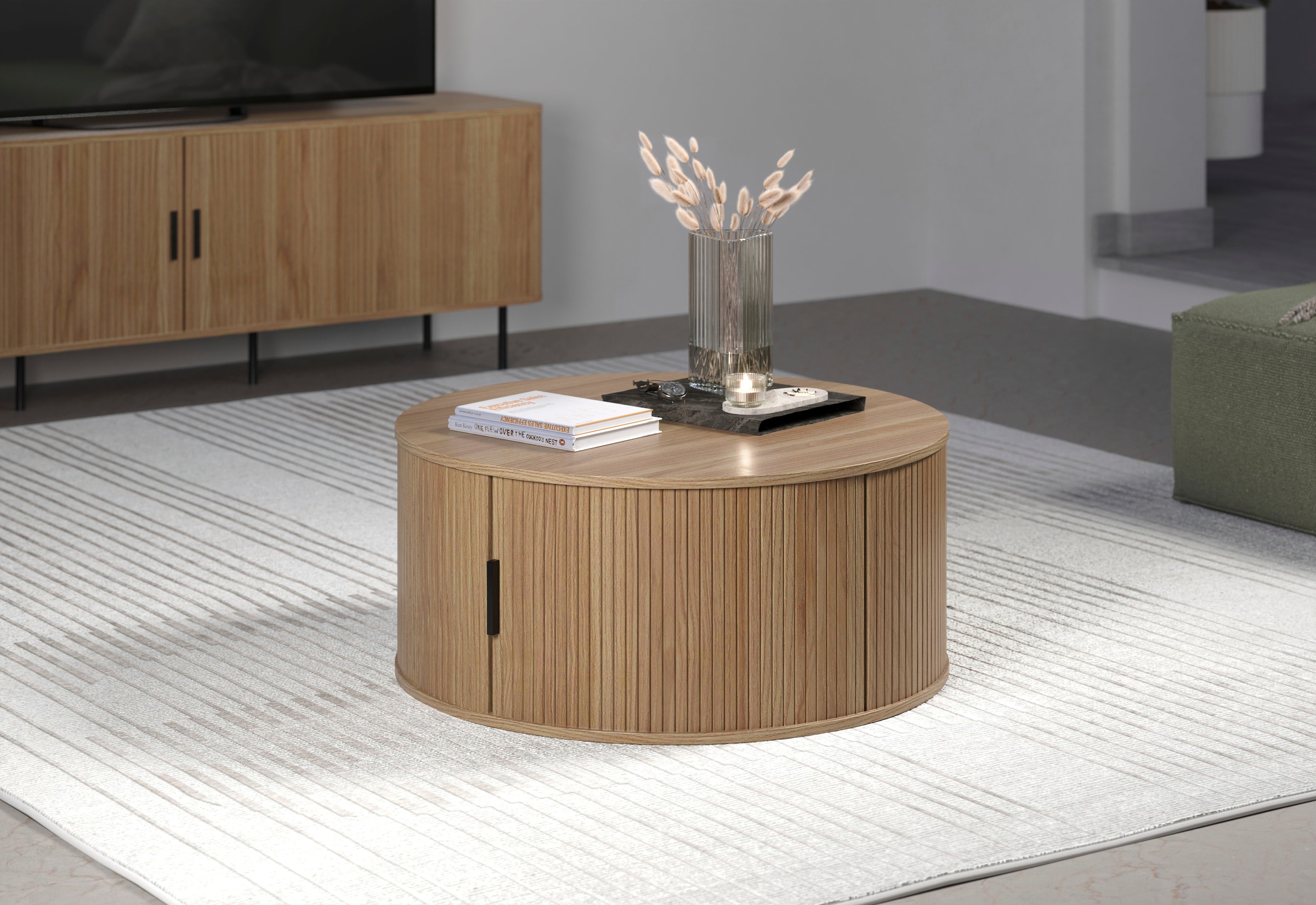 Home affaire Couchtisch »Ronda« 1 Stk. tlg. Runder Sofatisch mit Stauraum - Maße (B/T/H) 80/80/36 cm