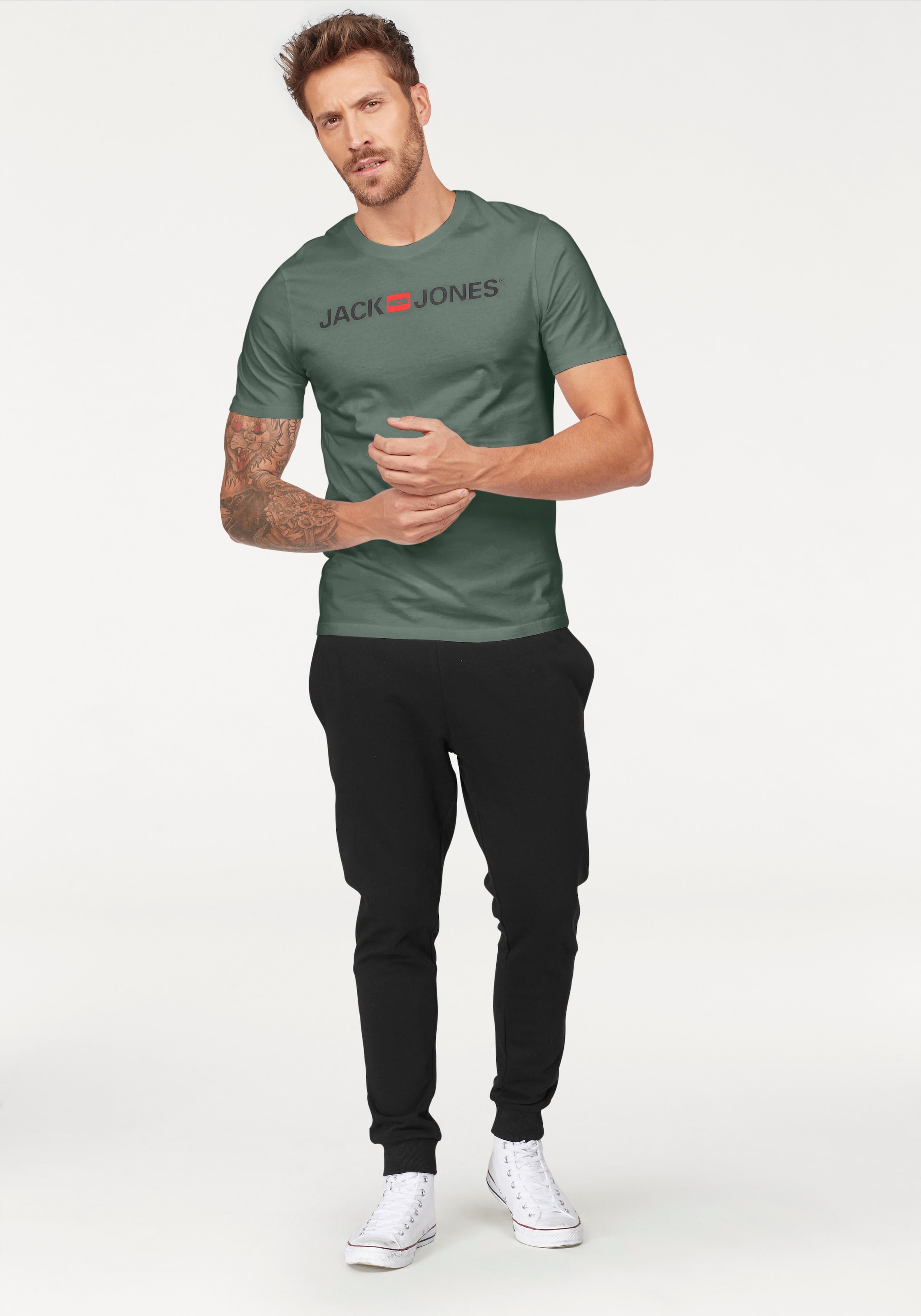 Jack & Jones T-Shirt »JJECORP   mit Print, vielseitig kombinierbar für den Alltag« Logodruck, modisch, regular fit, Baumwolle, Rundhals