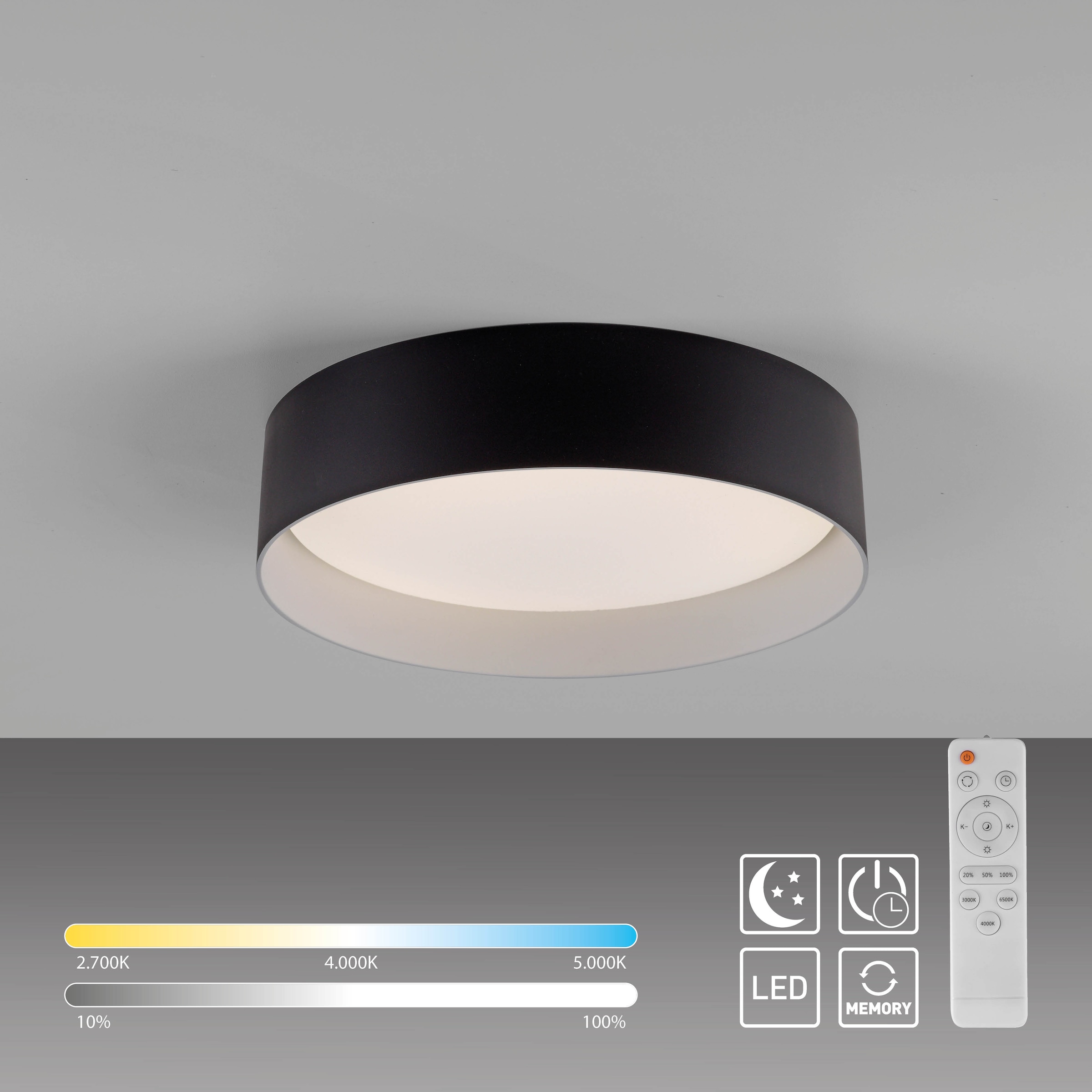 SCHÖNER WOHNEN-Kollektion LED Deckenleuchte »TAVOLI« LED-Board 1 Stk. warmweiß - kaltweiß SCHÖNER WOHNEN Kollektion, CCT 2700-6500K, IR-Fernbedienung, Dimmbar