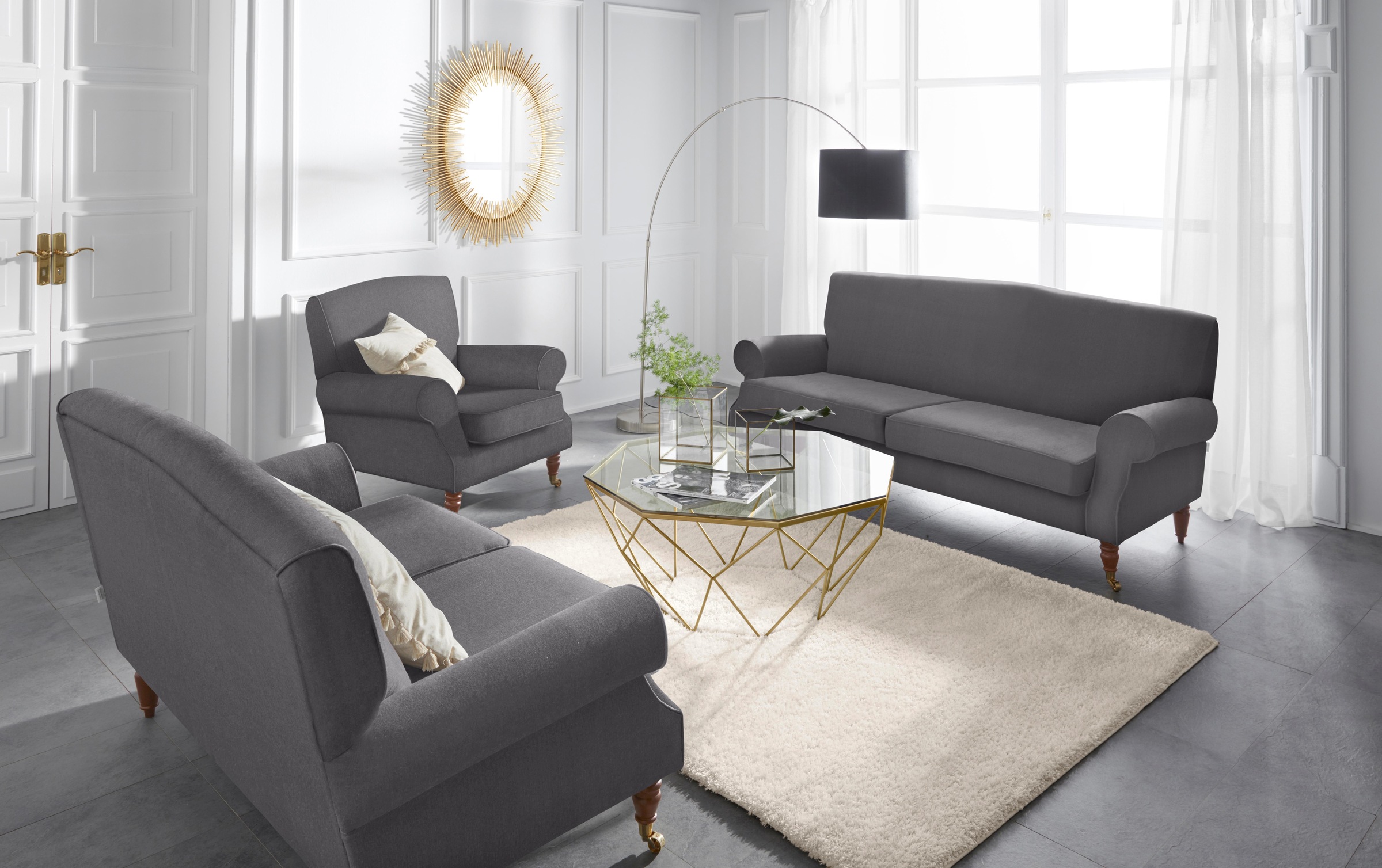 Home affaire 3-Sitzer »Rennes« in Samtoptik oder Baumwoll-Mix