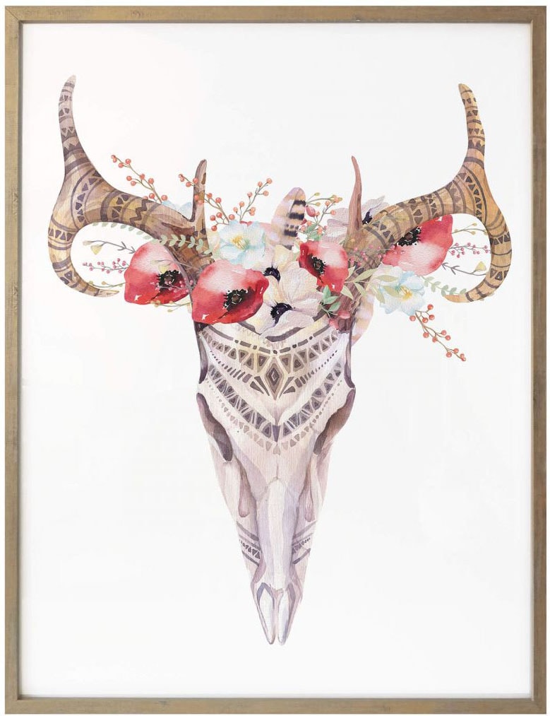 Poster (1 Online Wall-Art Bild, Hirsch Geweih OTTO Shop »Boho Tiere, im Blumen«, Wandposter Poster, Wandbild, St.),