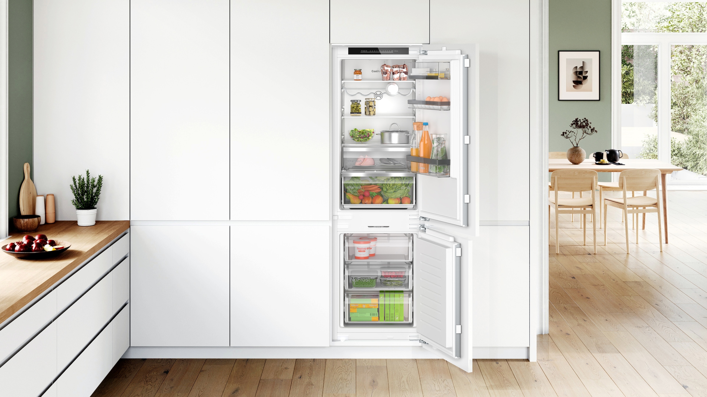 BOSCH Einbaukühlgefrierkombination Serie 6 »KIN86ADC0« 177,2 cm hoch 55,8 cm breit VitaFresh XXL für längere Frische und No Frost für nie wieder Abtauen