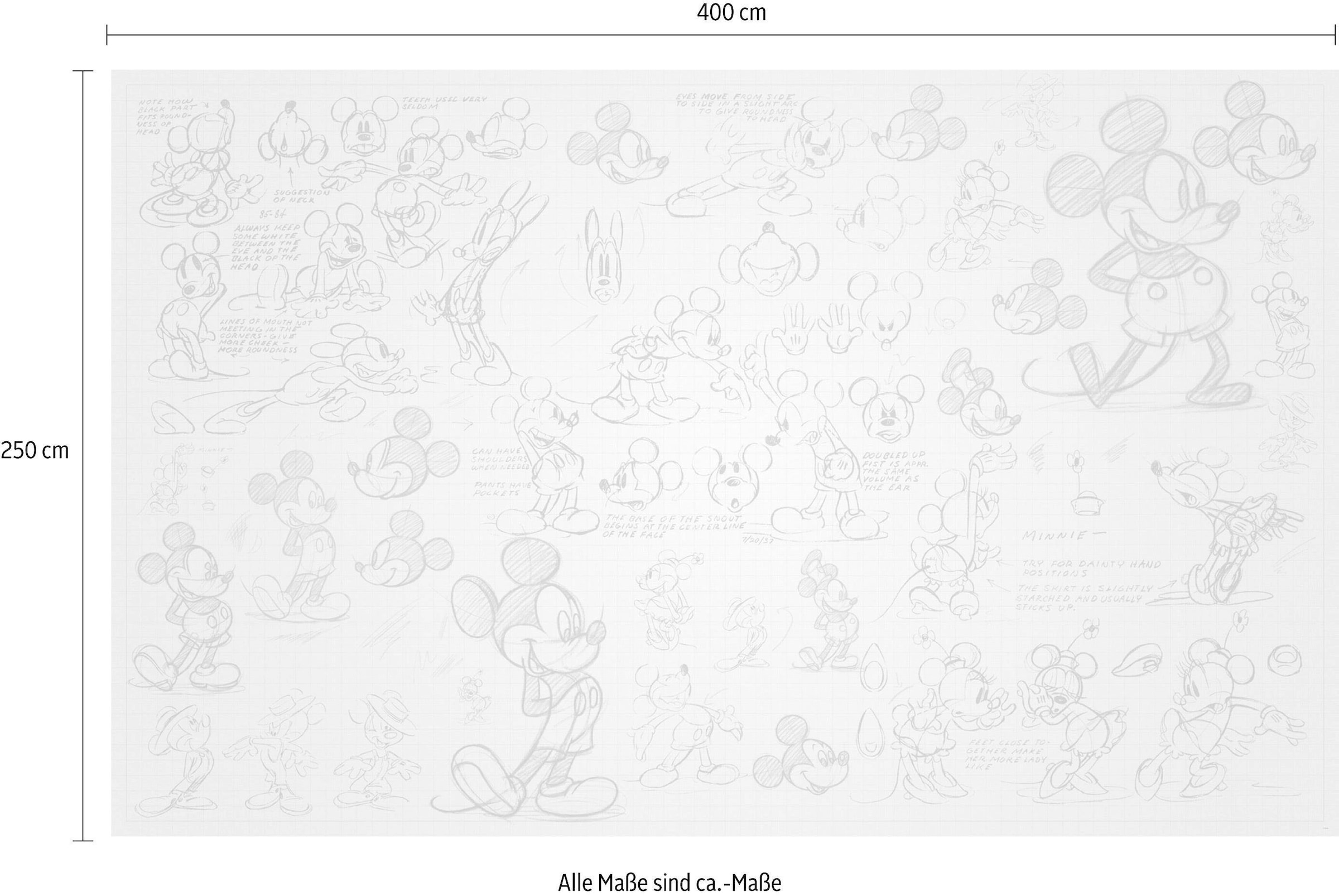 Komar Vliestapete »Digitaldruck Vlies - Mickey Sketches - Größe 400 x 250 cm«, bedruckt, Kinderzimmer