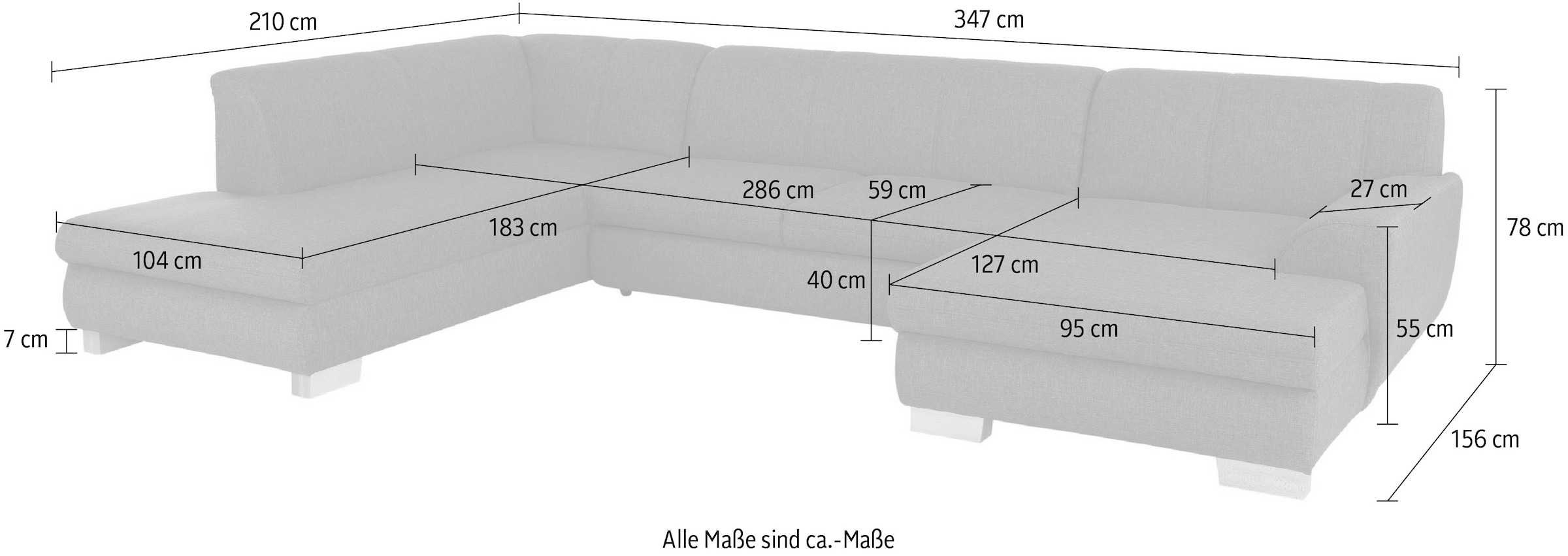Home affaire Wohnlandschaft »Nika zeitlos und elegant, viel Platz, U-Form« Wohnlandschaft, MELROSE®/Struktur oder Struktur fein