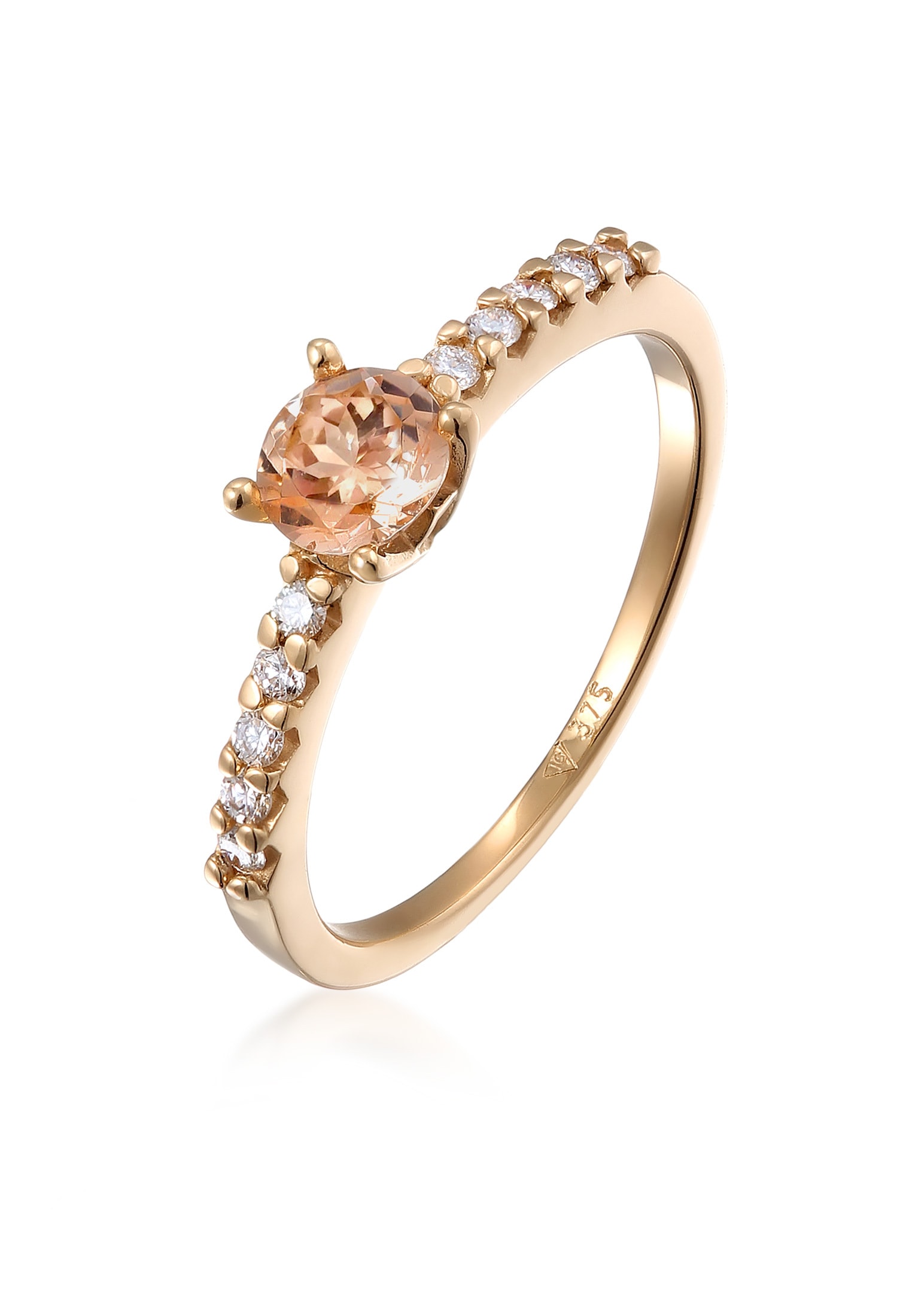 Trauring »Ring Morganite Weiß Diamantschliff (0.04 ct) 375 Gelbgold«