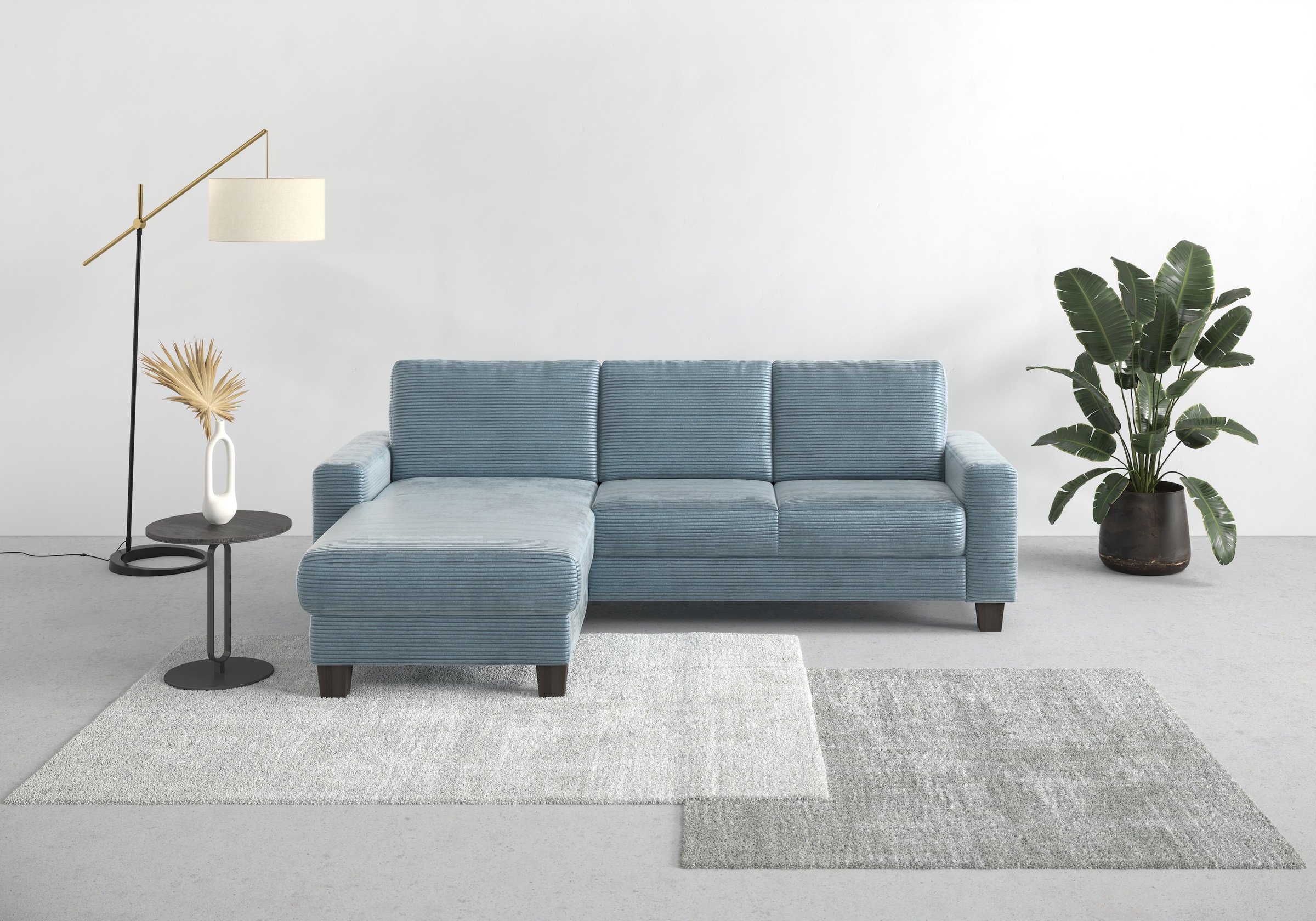 Home affaire Ecksofa »Summer L-Form« mit Recamiere, mit oder ohne Bettfunktion und Bettkasten, Cord-Bezug,