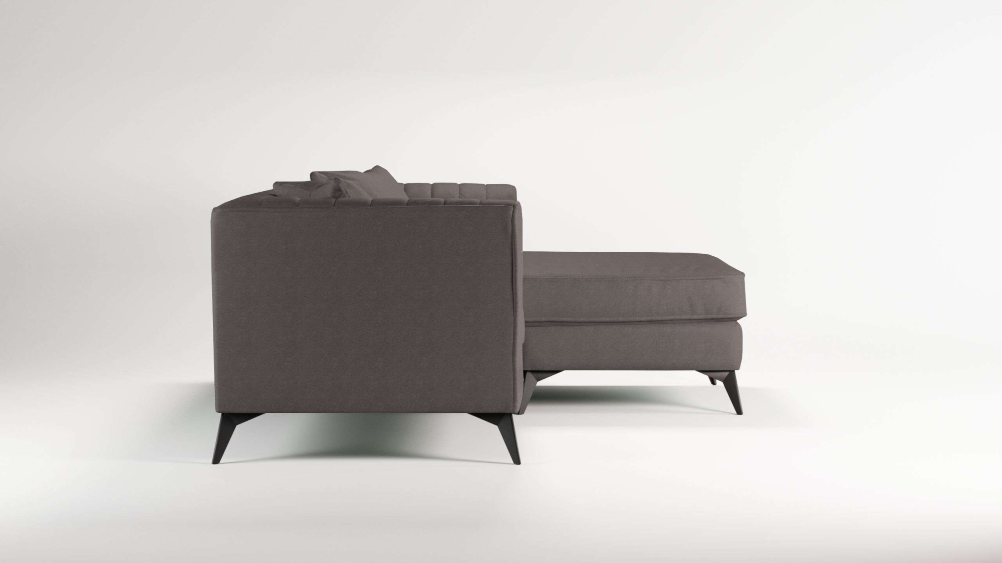 Places of Style Ecksofa »MATTHEW L-Form ideal für kleine Räume, Maße B/T/H: 201/162/74 cm«, elegantes Designsofa, feine Steppung im Rücken, incl. Zierkissen