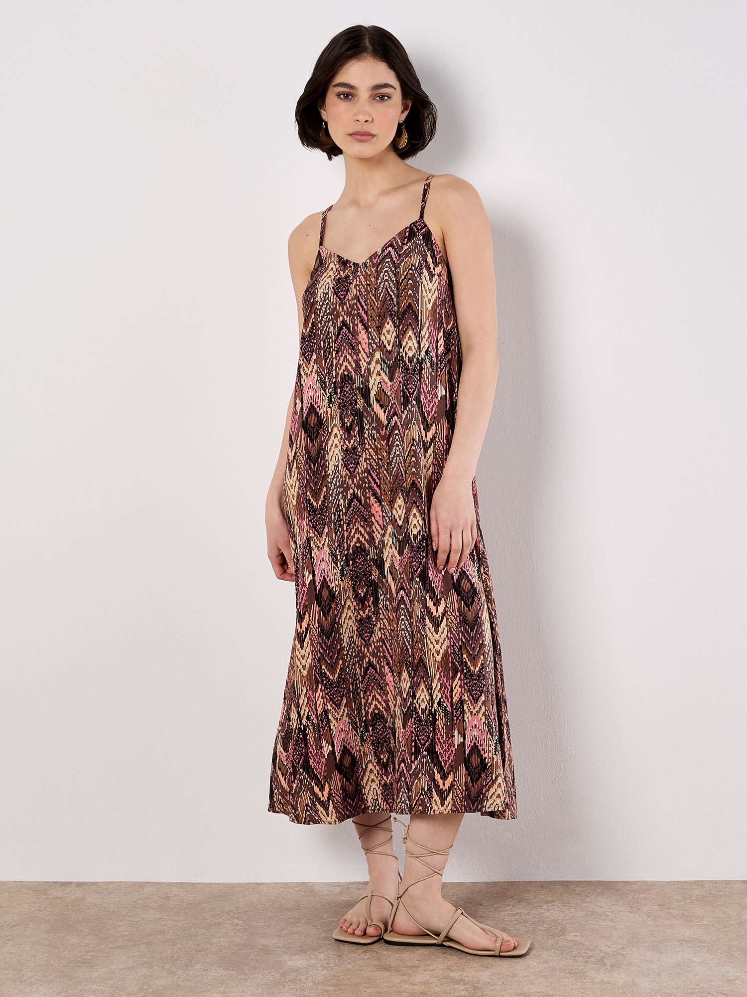 Apricot Sommerkleid »Midikleid« mit Spaghettiträgern