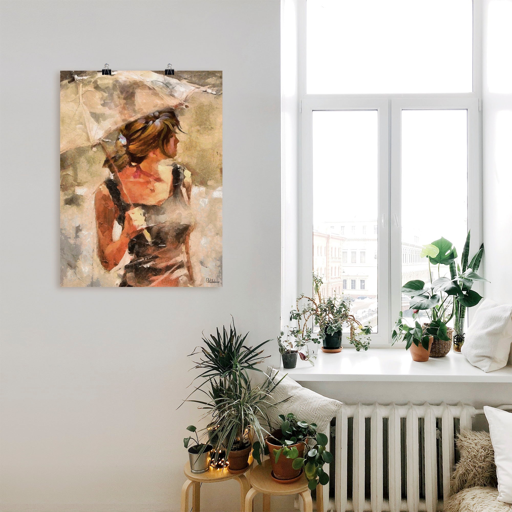 Artland Wandbild »Lady mit Regenschirm«, Portrait, (1 St.), als Leinwandbild, Poster in verschied. Größen